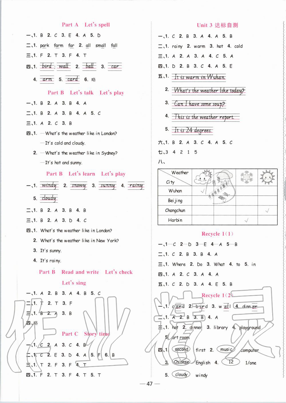 2020年陽(yáng)光同學(xué)課時(shí)達(dá)標(biāo)訓(xùn)練四年級(jí)英語(yǔ)下冊(cè)人教PEP版浙江專版 第3頁(yè)