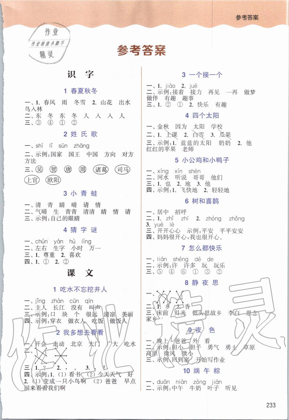 2020年通城學(xué)典非常課課通一年級(jí)語(yǔ)文下冊(cè)人教版 第1頁(yè)