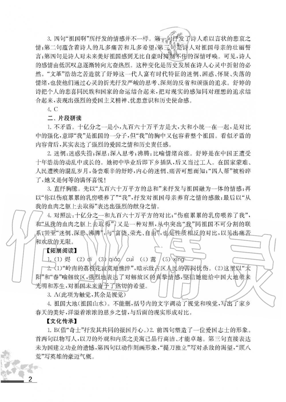 2020年语文补充习题九年级下册人教版江苏凤凰教育出版社 第2页