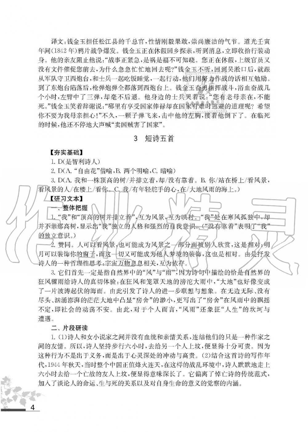 2020年语文补充习题九年级下册人教版江苏凤凰教育出版社 第4页