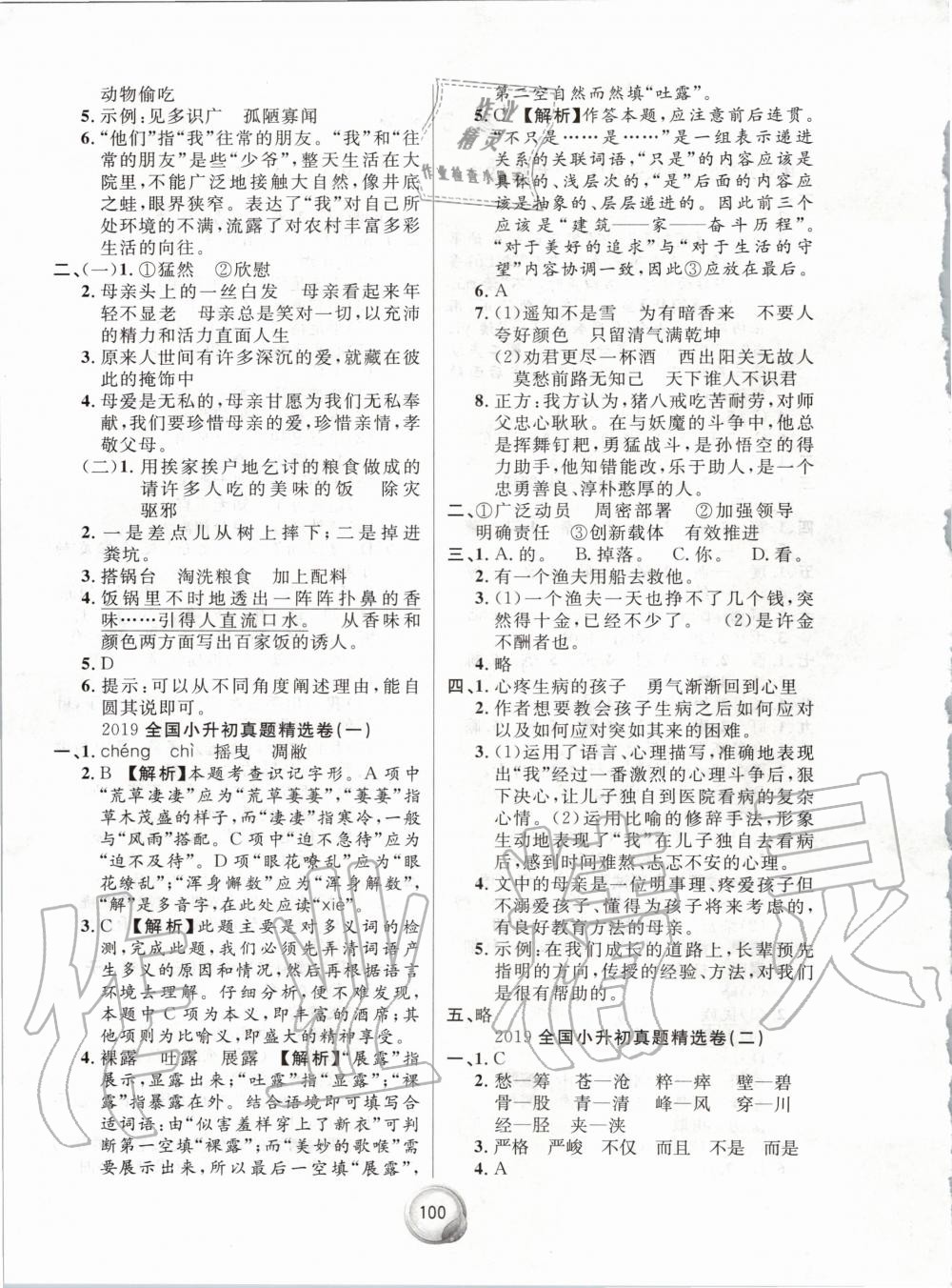 2020年毕业总复习小升初入学测试卷语文人教版 第4页