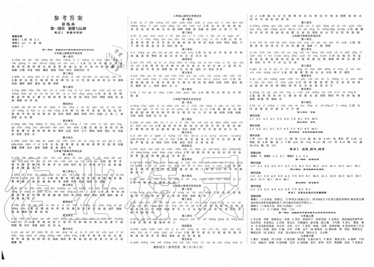 2020年國華考試中考總動(dòng)員語文衡陽專版 第1頁