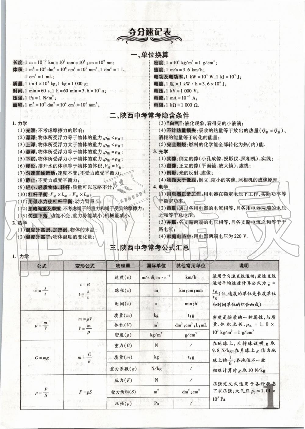 2020年優(yōu)題庫中考物理陜西專版 第1頁