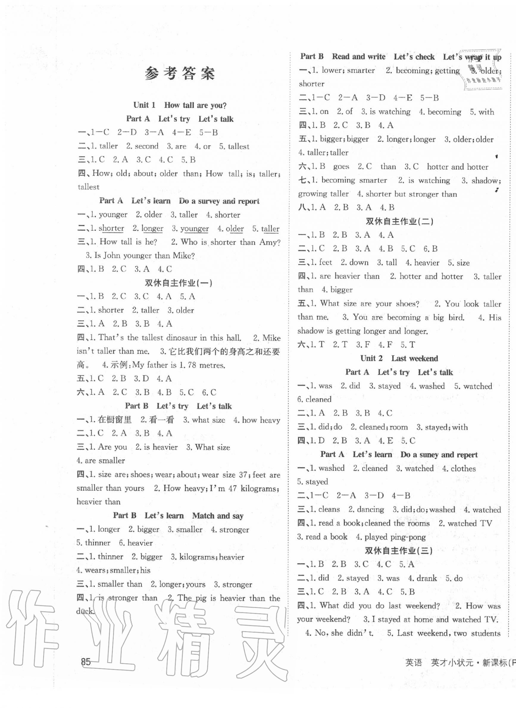 2020年英才小狀元同步優(yōu)化練與測(cè)六年級(jí)英語(yǔ)下冊(cè)人教PEP版 第1頁(yè)