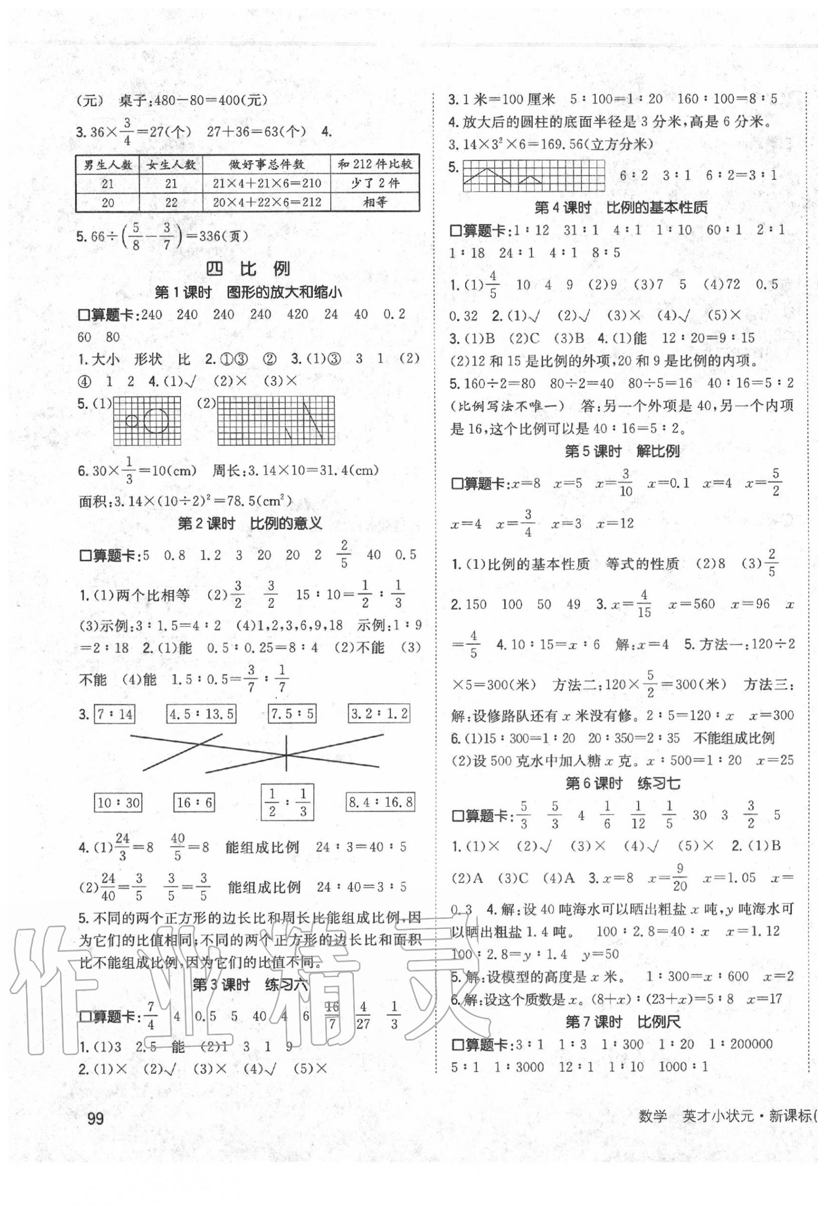 2020年英才小狀元同步優(yōu)化練與測(cè)六年級(jí)數(shù)學(xué)蘇教版 第3頁(yè)