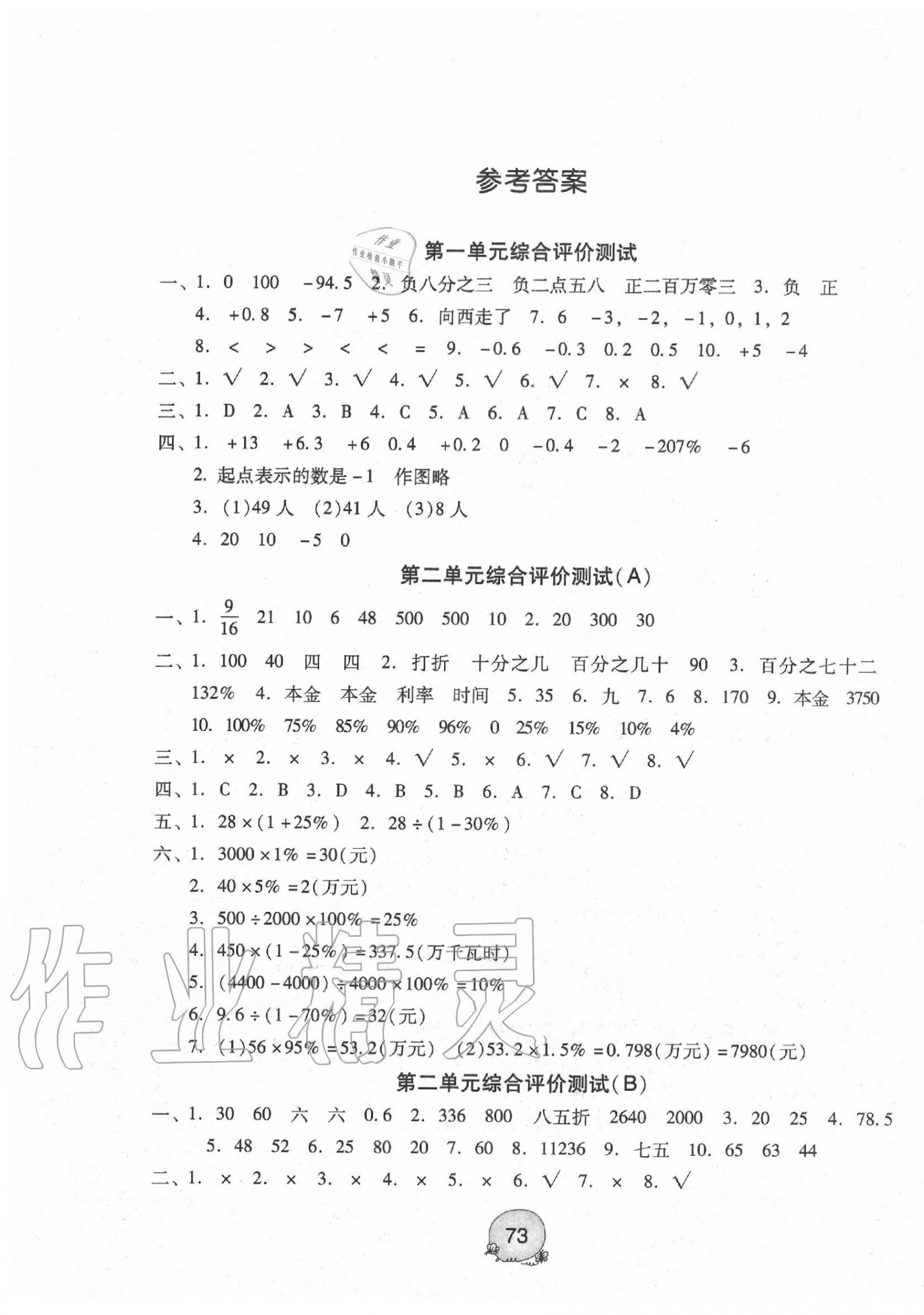 2020年小學(xué)數(shù)學(xué)綜合評(píng)價(jià)測(cè)試六年級(jí)下冊(cè)人教版 第1頁