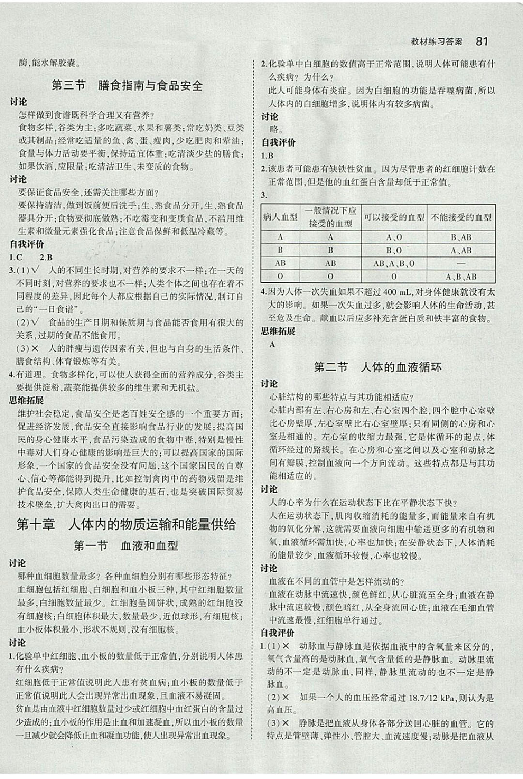 課本七年級生物學(xué)下冊蘇教版 參考答案第3頁