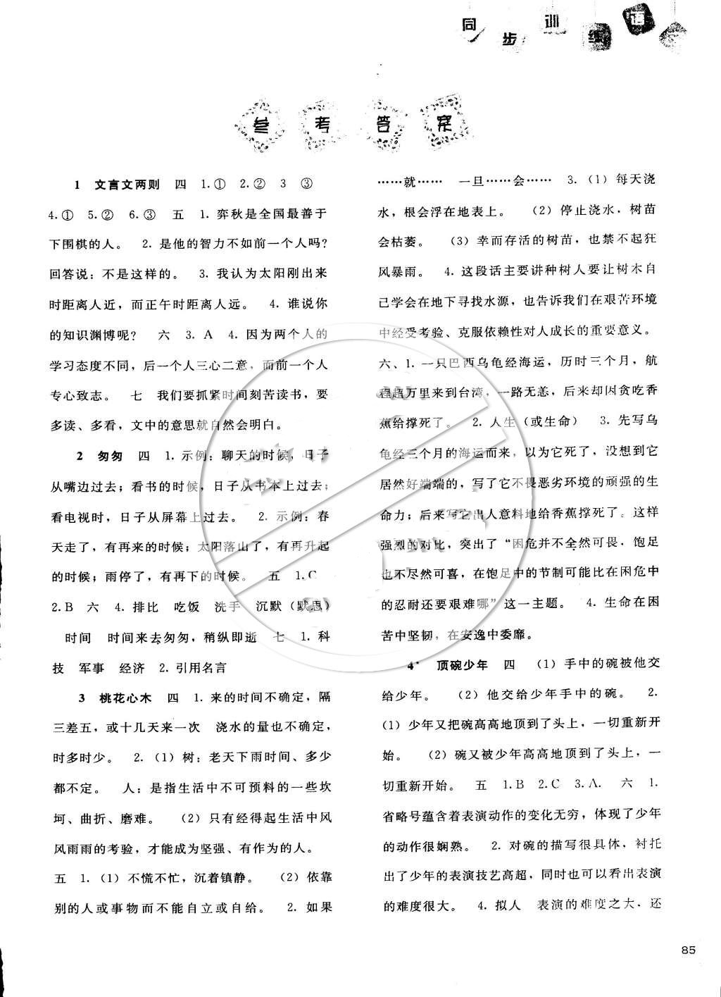 2015年同步訓(xùn)練六年級(jí)語(yǔ)文下冊(cè)人教版 參考答案第1頁(yè)