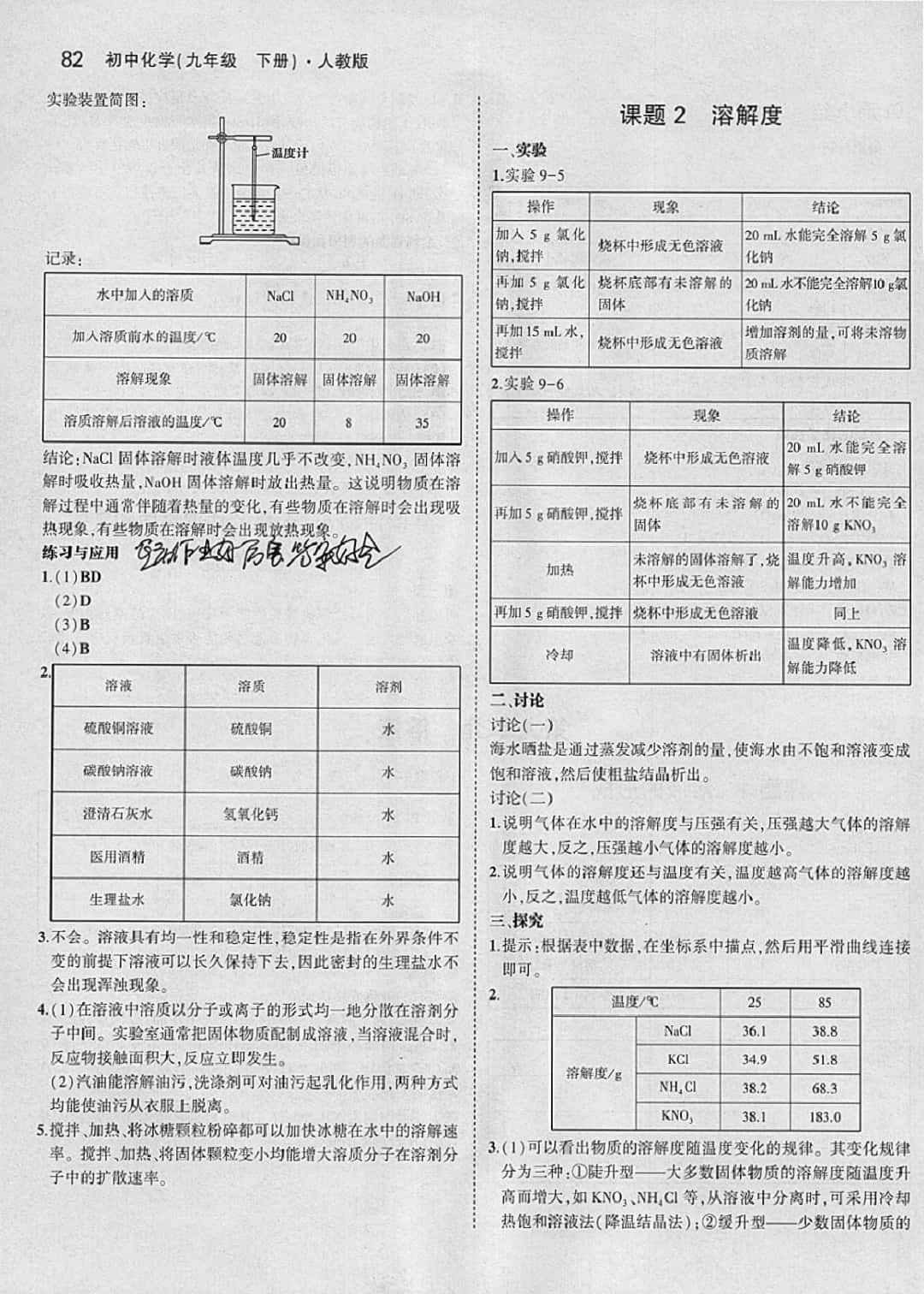 課本 教材九年級下化學人民教育出版社 參考答案第4頁