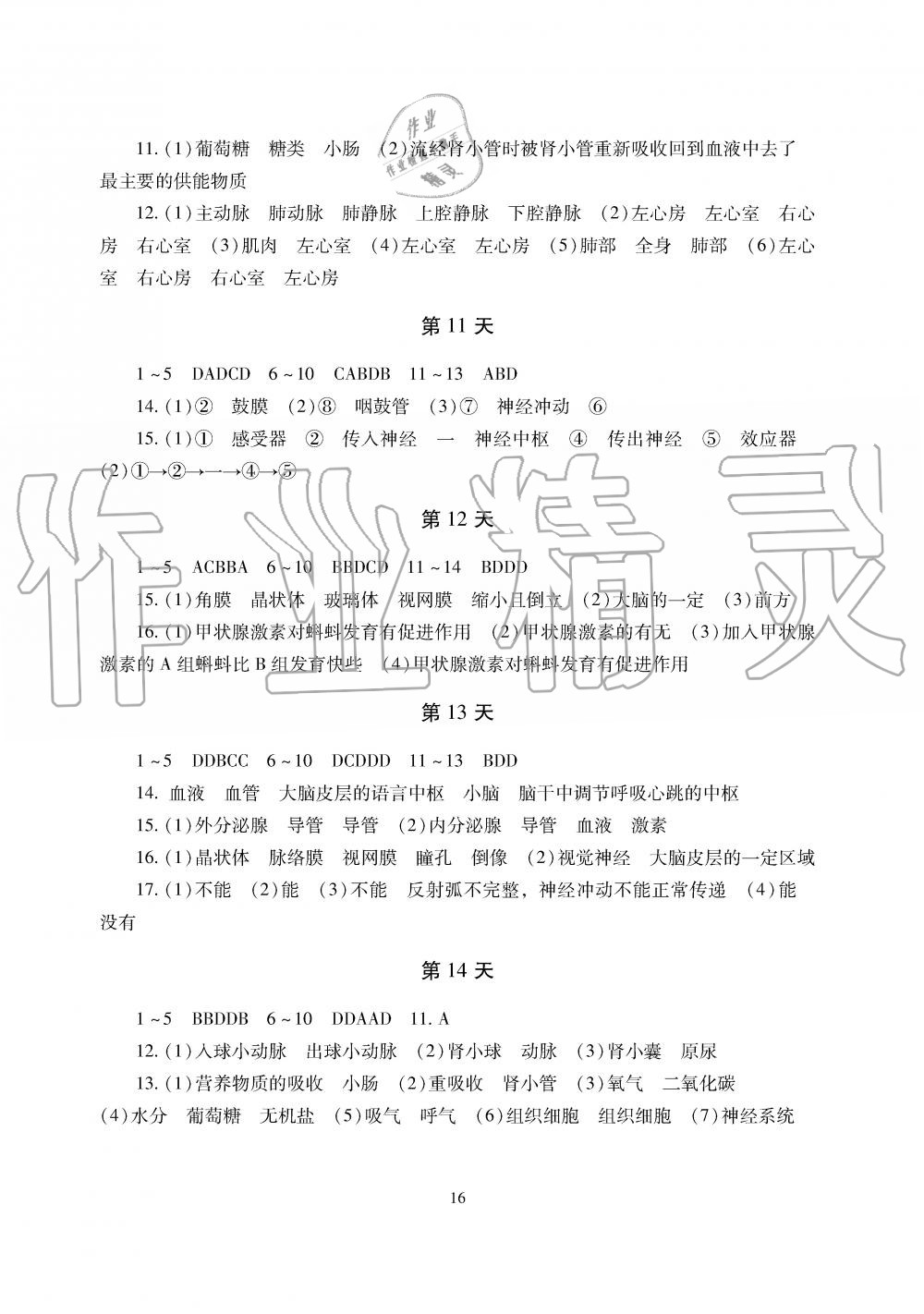 2017年暑假生活七年级数学地理生物湖南少年儿童出版社 第16页