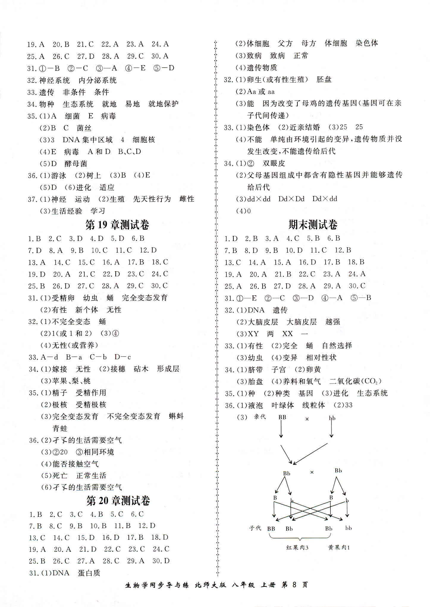 2018年新學(xué)案同步導(dǎo)與練八年級(jí)生物學(xué)上冊(cè)北師大版 第8頁