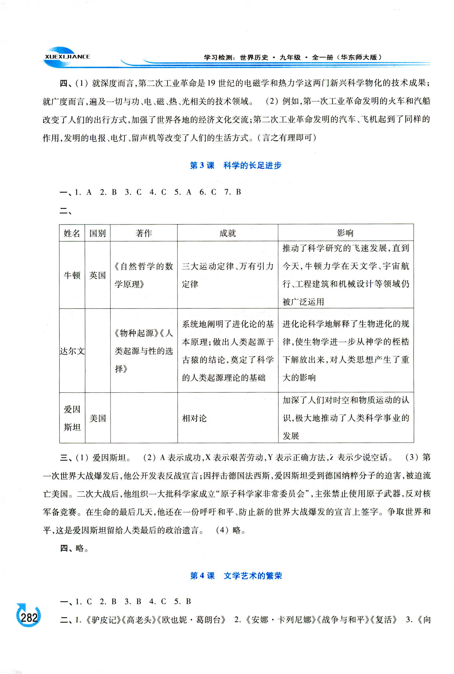 2018年学习检测九年级世界历史全一册华东师大版 第16页