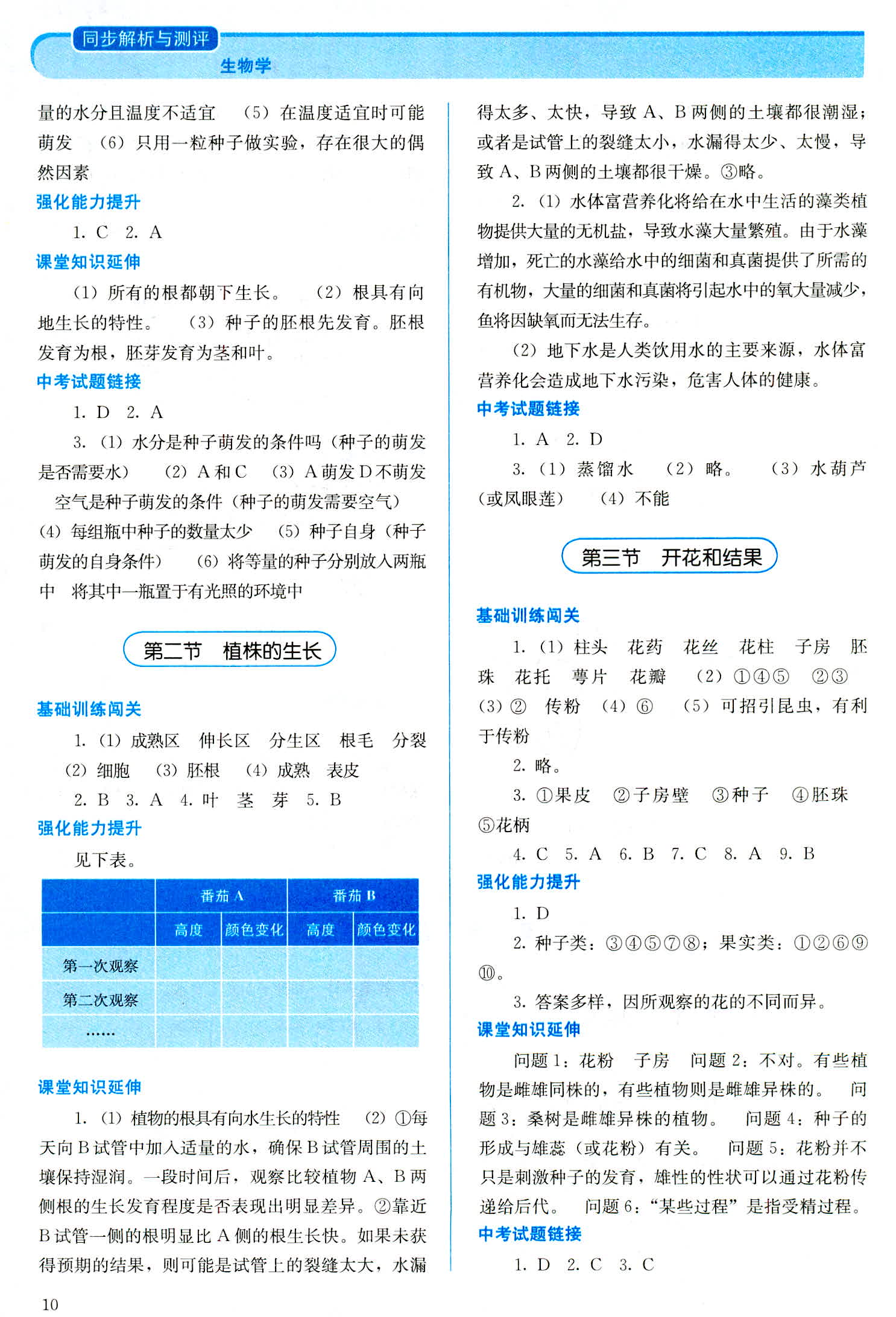 2018年人教金学典同步解析与测评七年级生物学上册人教版 第10页