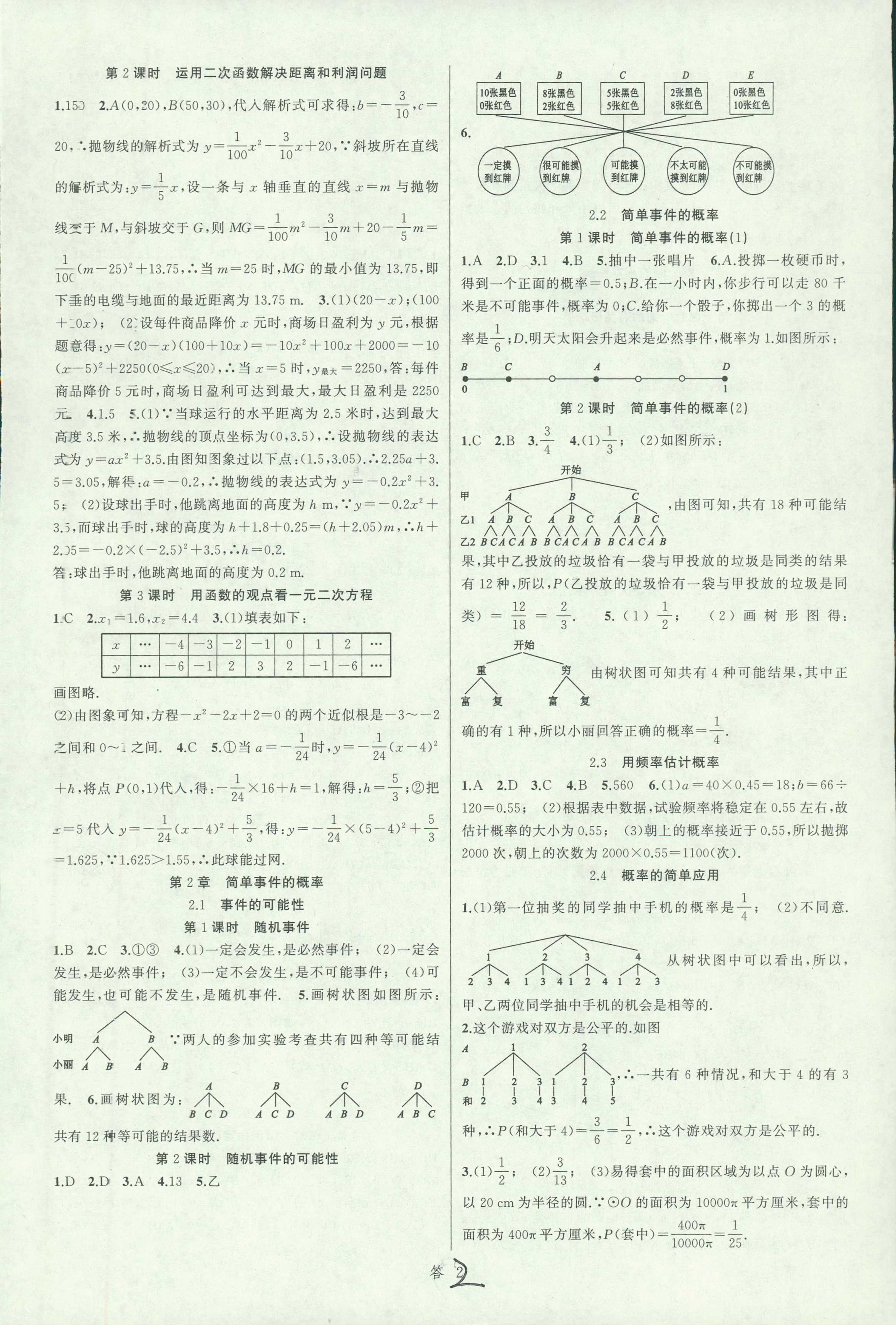 2018年名師面對面同步作業(yè)本九年級數(shù)學(xué)全一冊浙江專版 第2頁