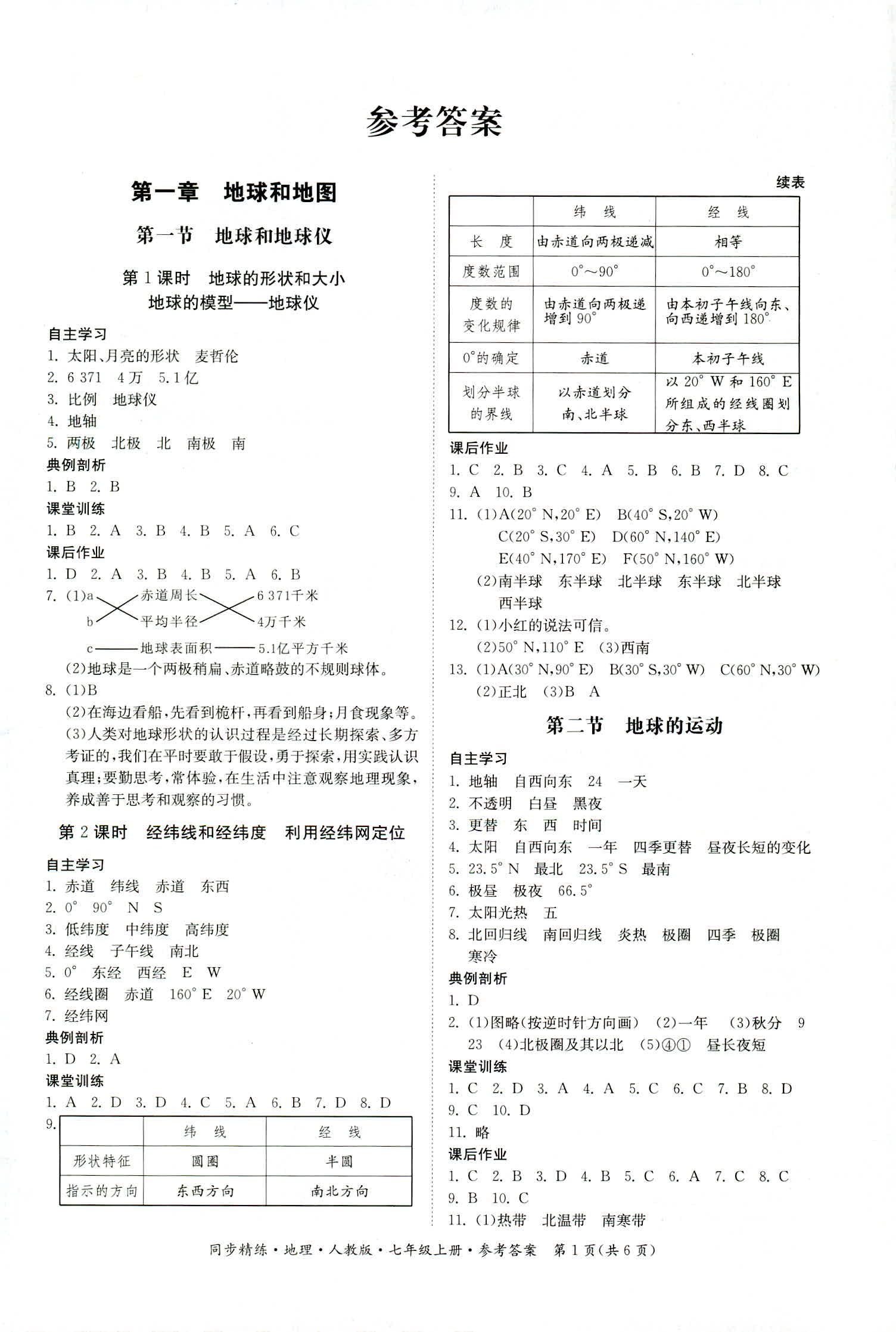 2018年同步精練七年級地理上冊人教版 第1頁