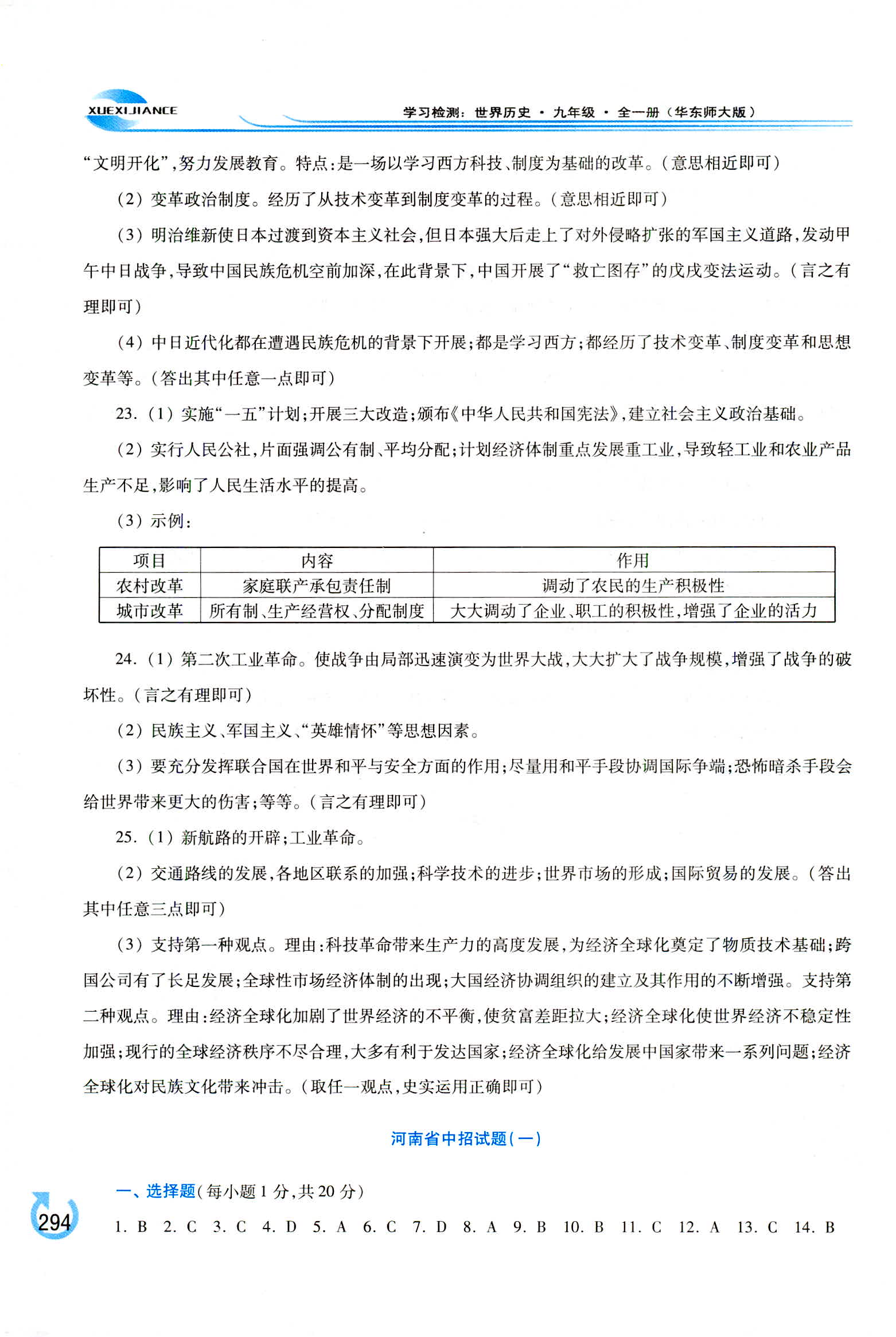 2018年学习检测九年级世界历史全一册华东师大版 第28页