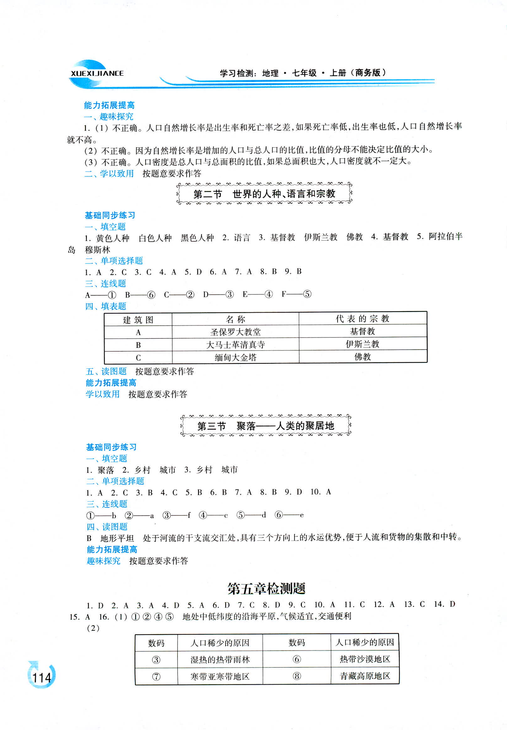 2018年學(xué)習(xí)檢測七年級地理上冊商務(wù)版 第8頁