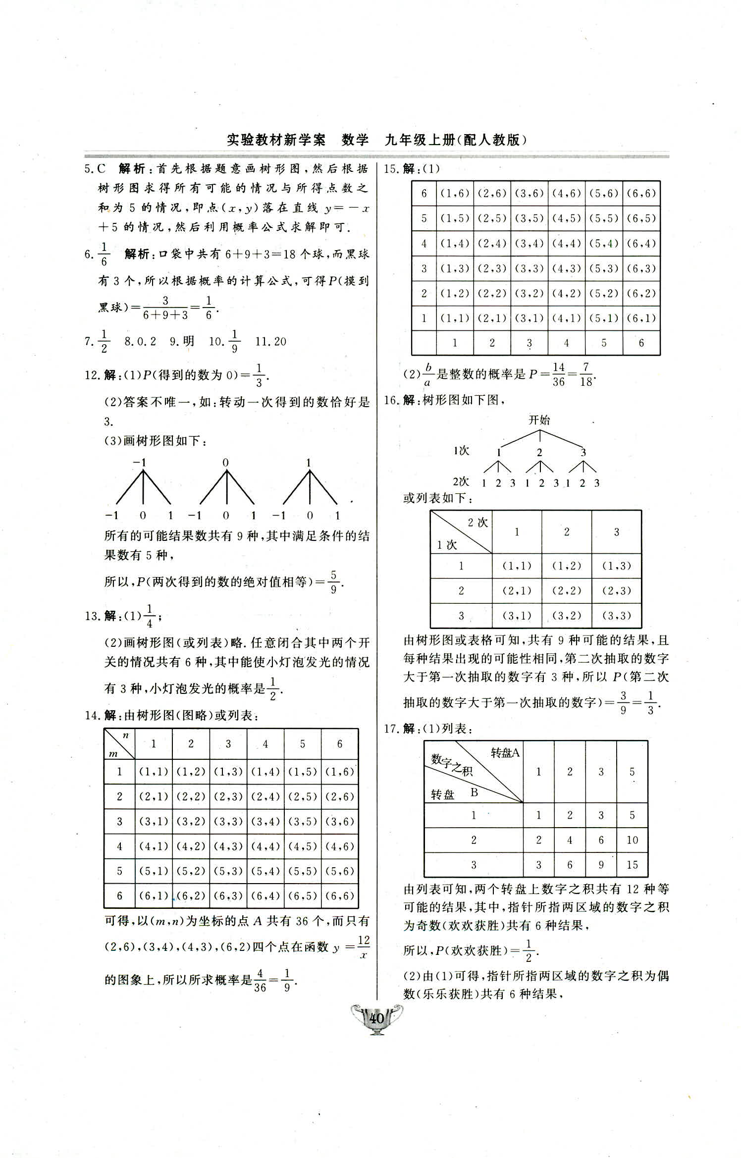 2018年实验教材新学案九年级数学上册人教版 第40页