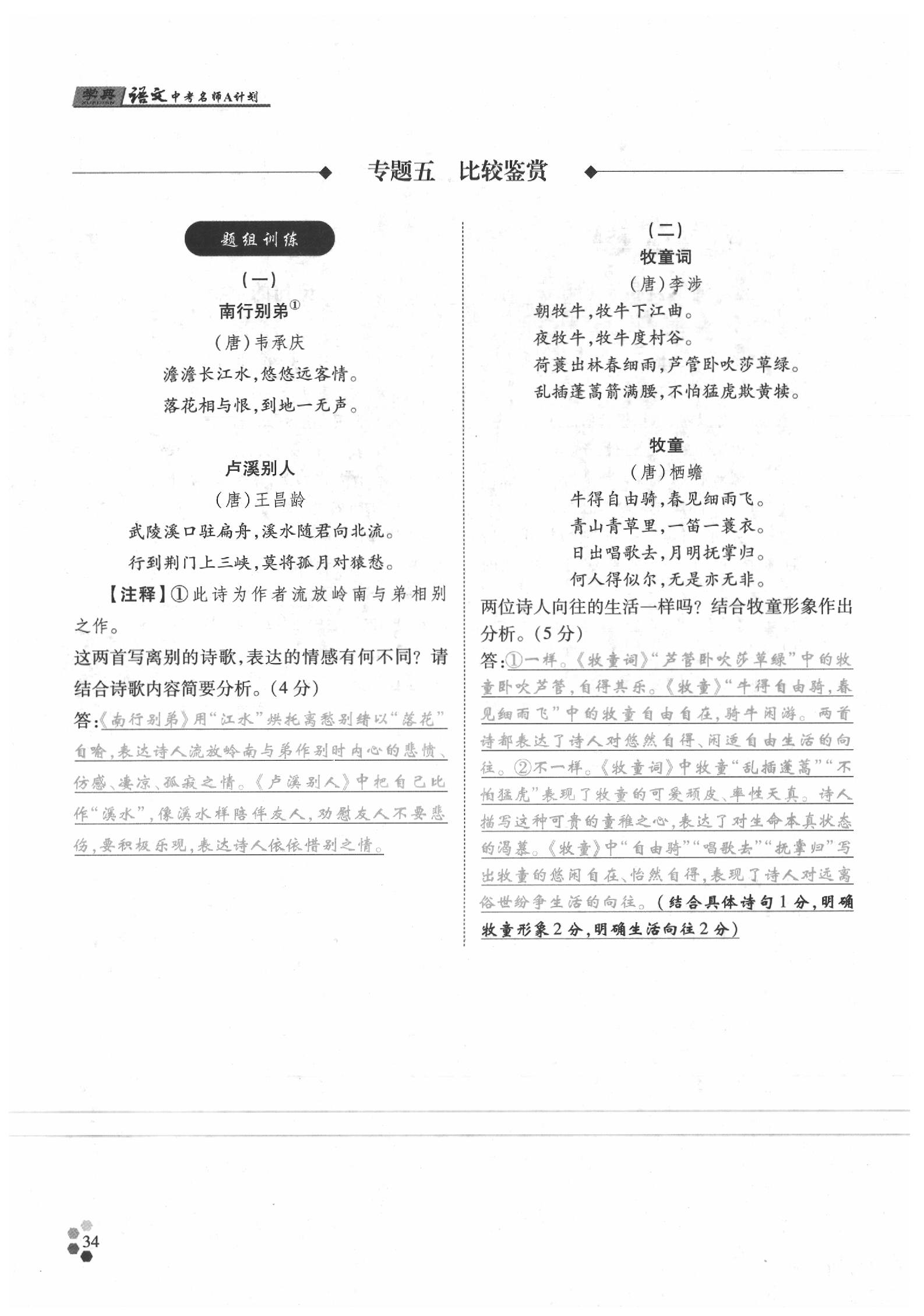 2020年學(xué)典語文中考名師A計劃 第40頁