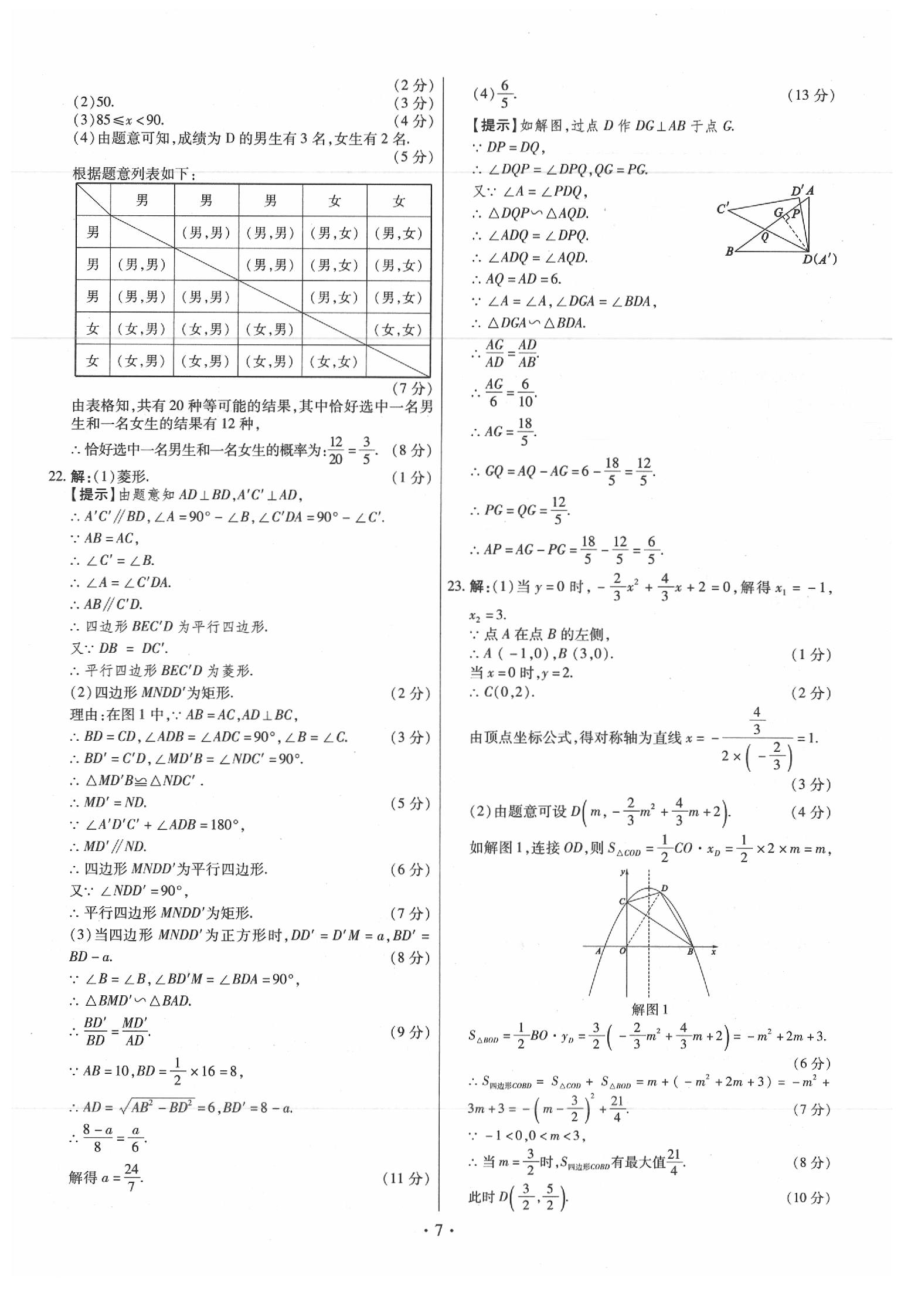 2020年中考仿真卷數(shù)學山西專版 參考答案第7頁