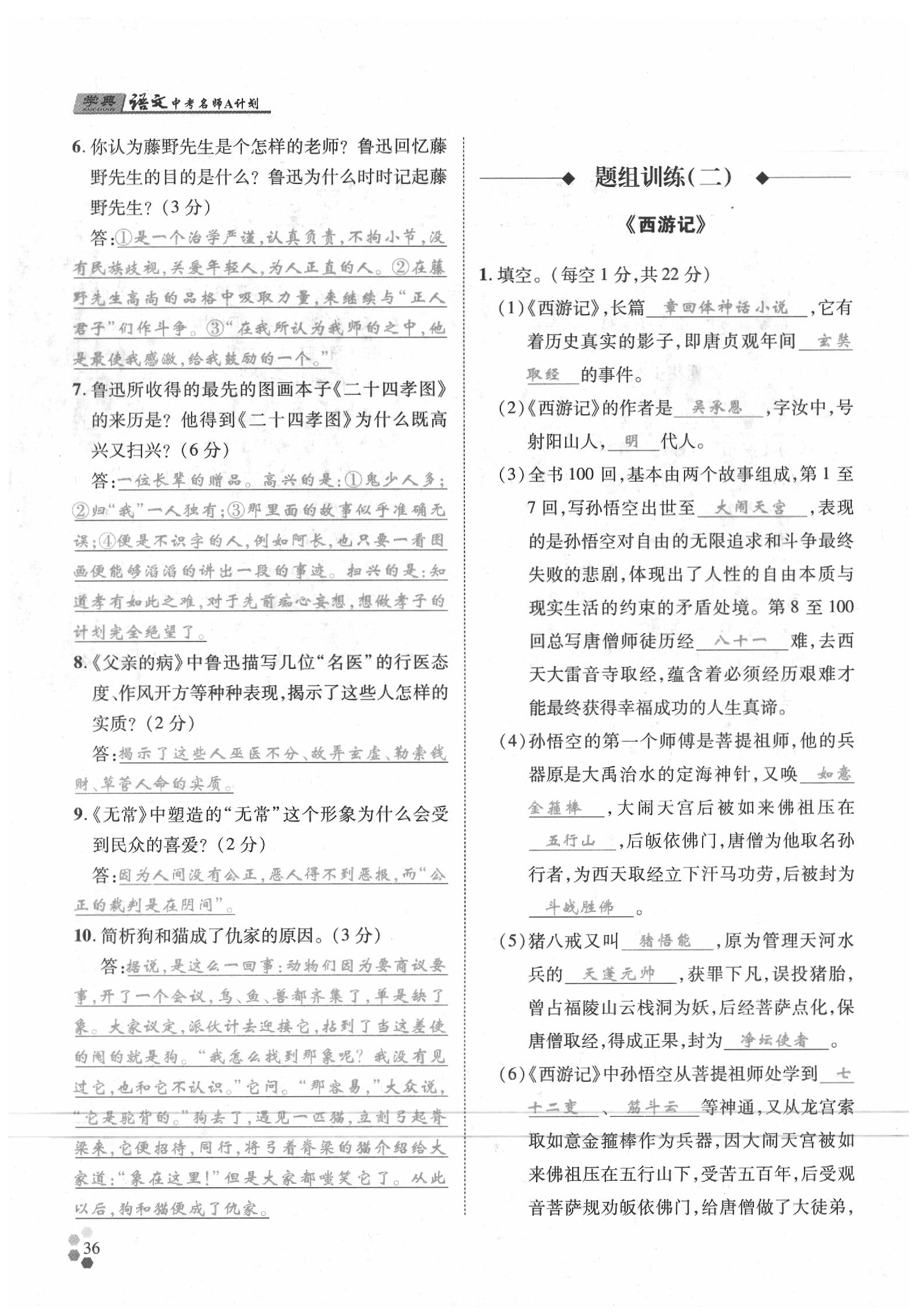2020年學(xué)典語文中考名師A計劃 第42頁