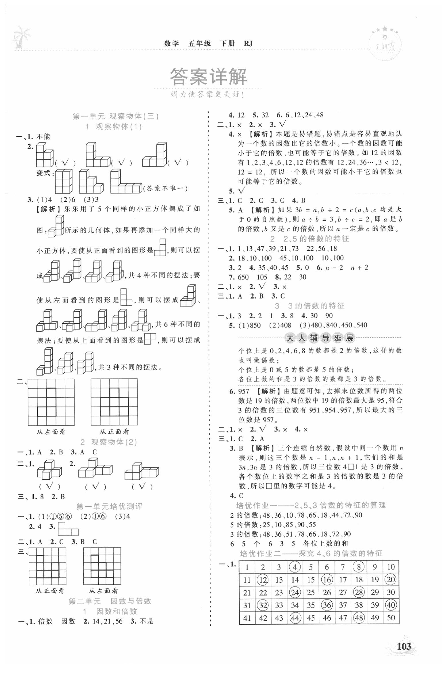 2020年王朝霞德才兼?zhèn)渥鳂I(yè)創(chuàng)新設(shè)計五年級數(shù)學(xué)下冊人教版 第1頁