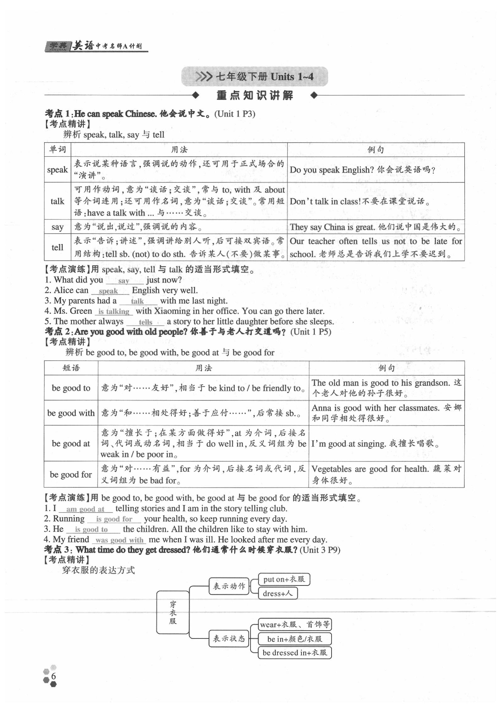 2020年學(xué)典英語中考名師A計劃 參考答案第6頁