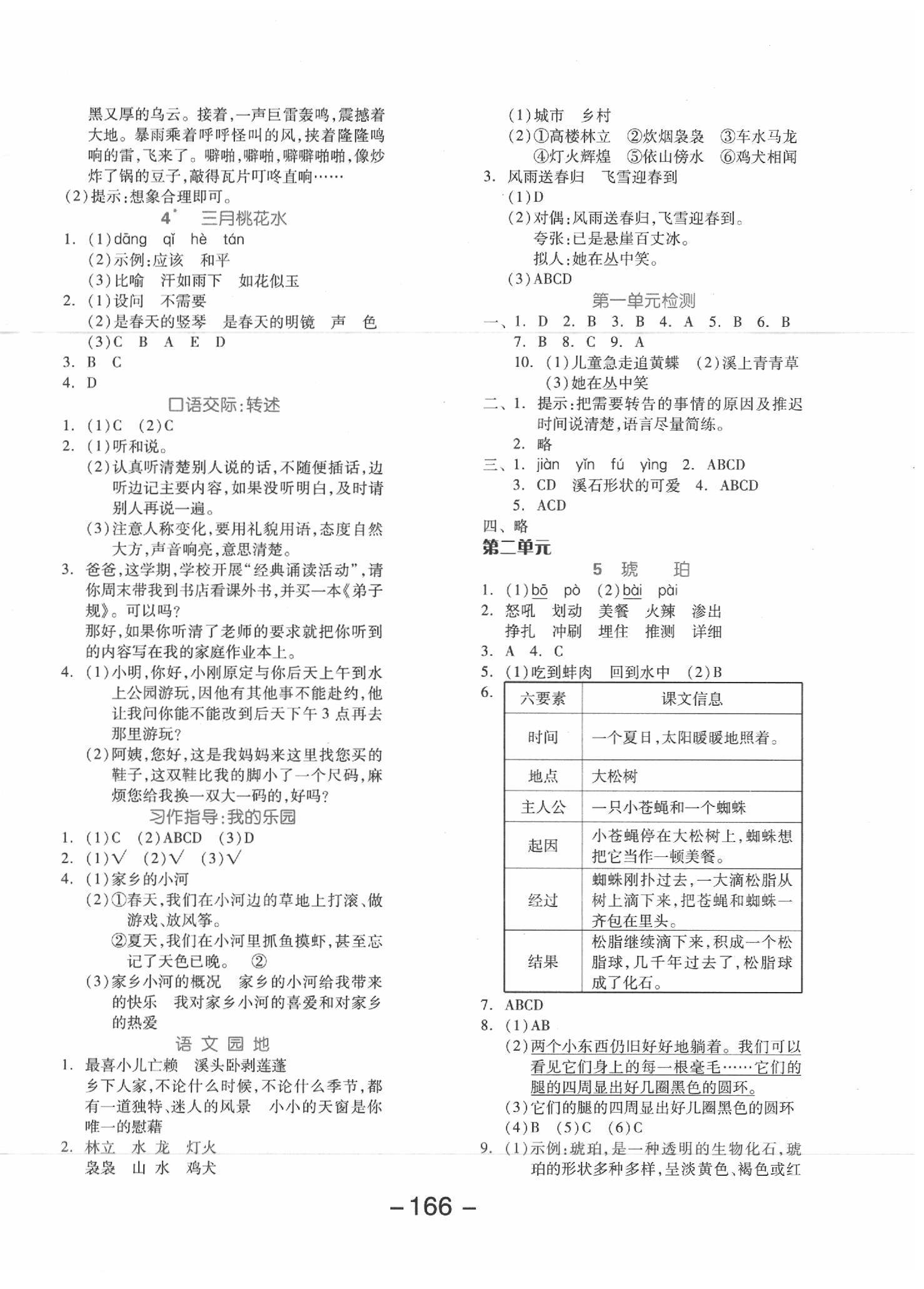 2020年全品学练考四年级语文下册人教版江苏专版 参考答案第2页