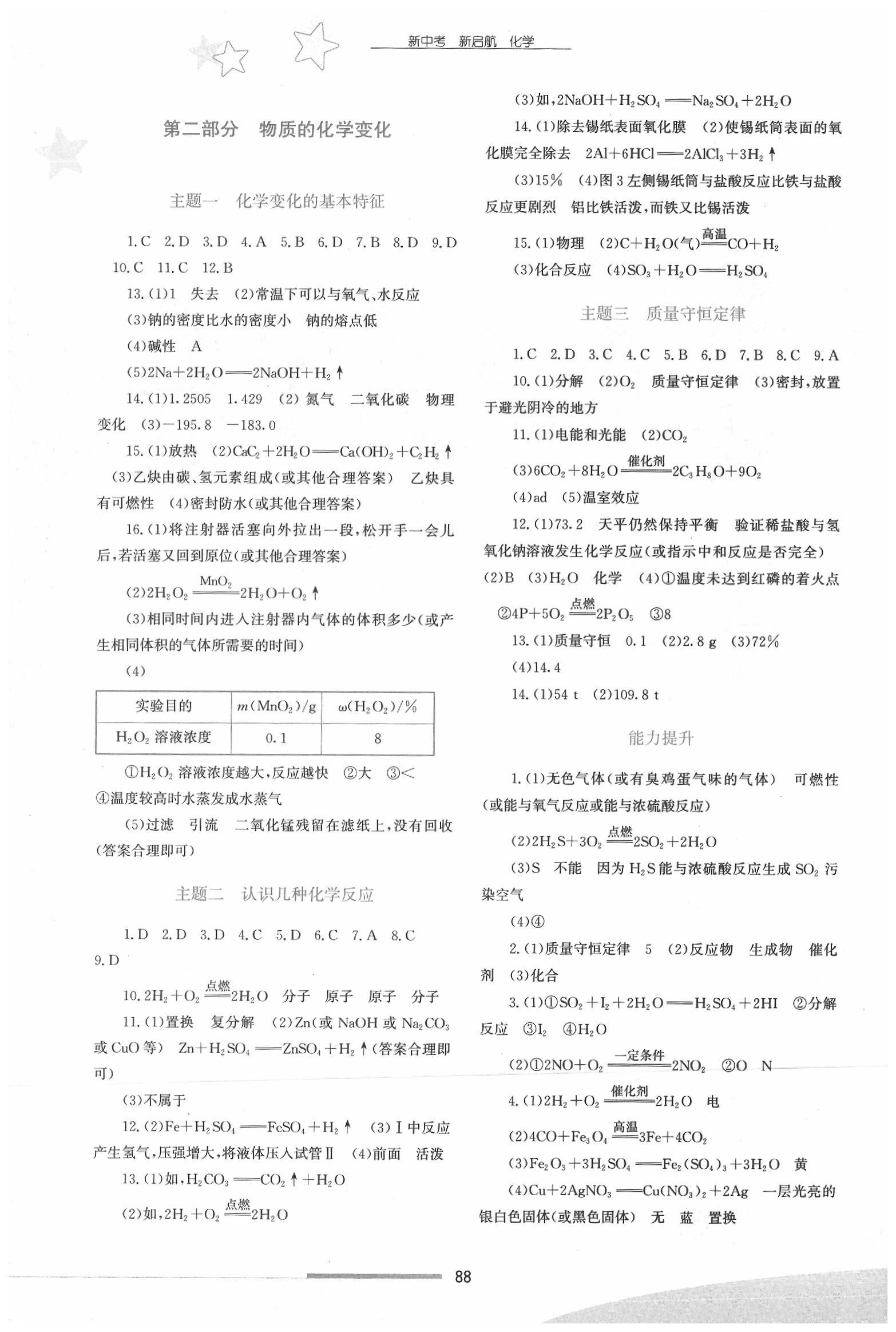 2020年新中考新啟航九年級化學中考用書 參考答案第2頁