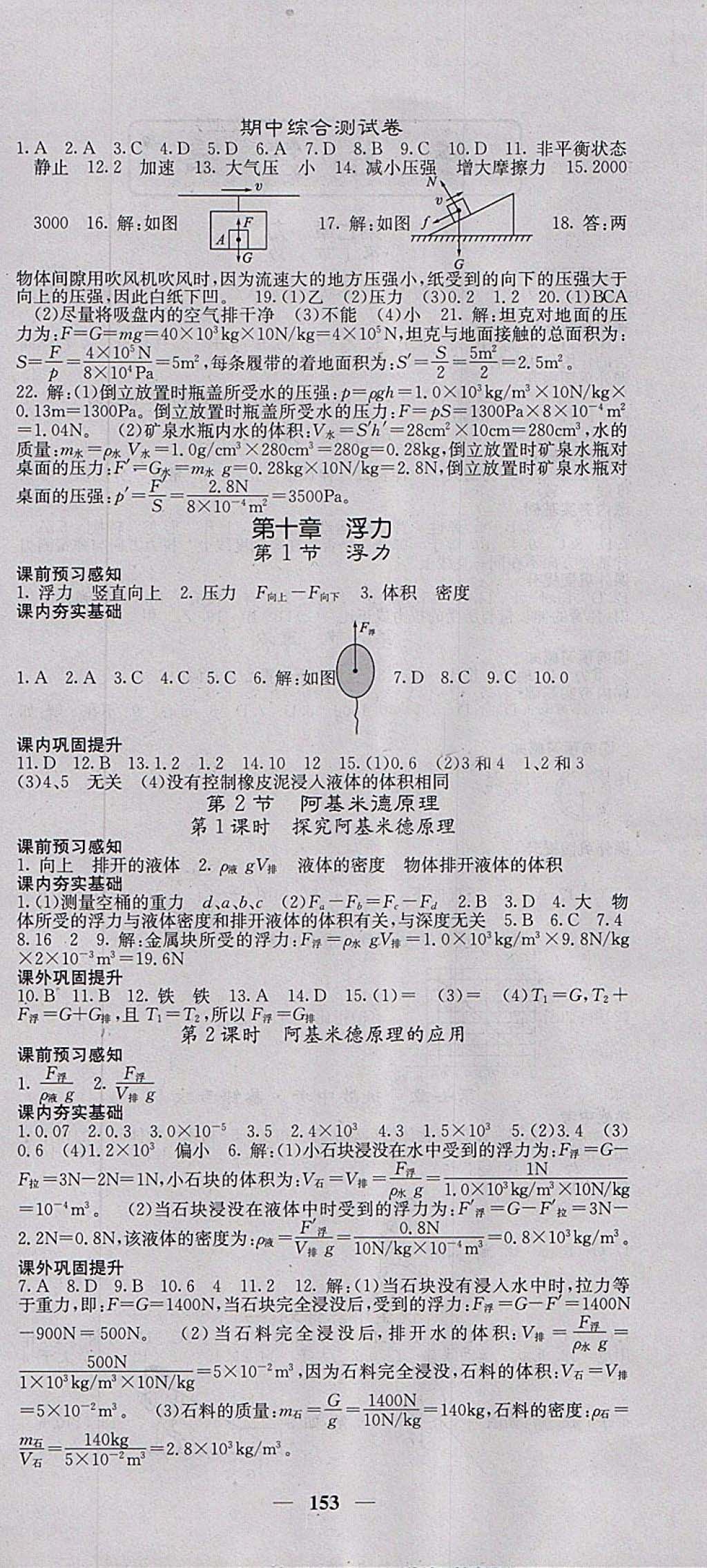 2018年名校课堂内外八年级物理下册人教版 参考答案第6页