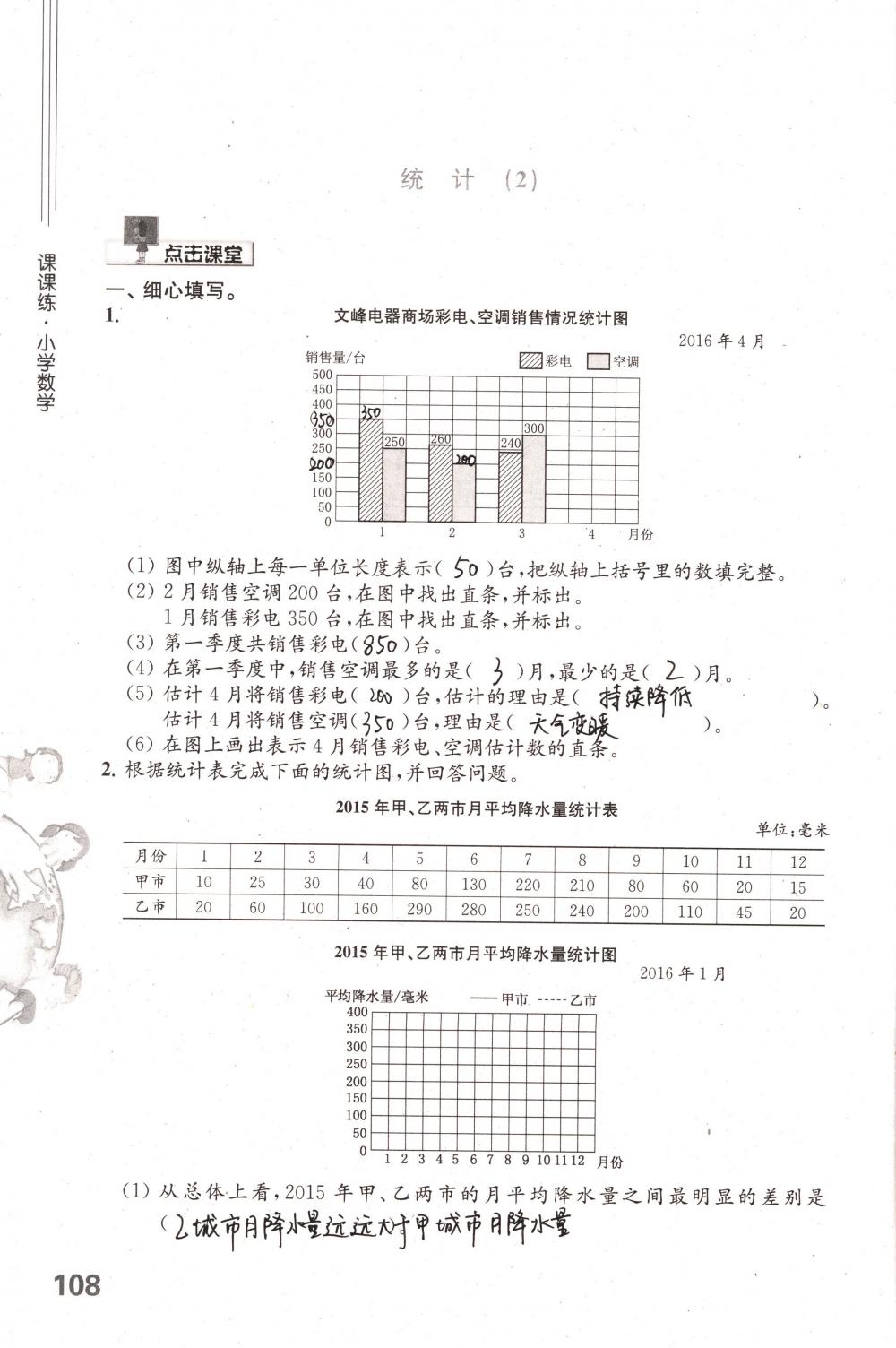 2018年课课练小学数学六年级下册苏教版 第108页