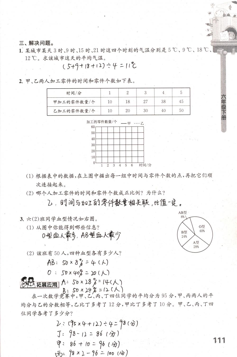 2018年课课练小学数学六年级下册苏教版 第111页