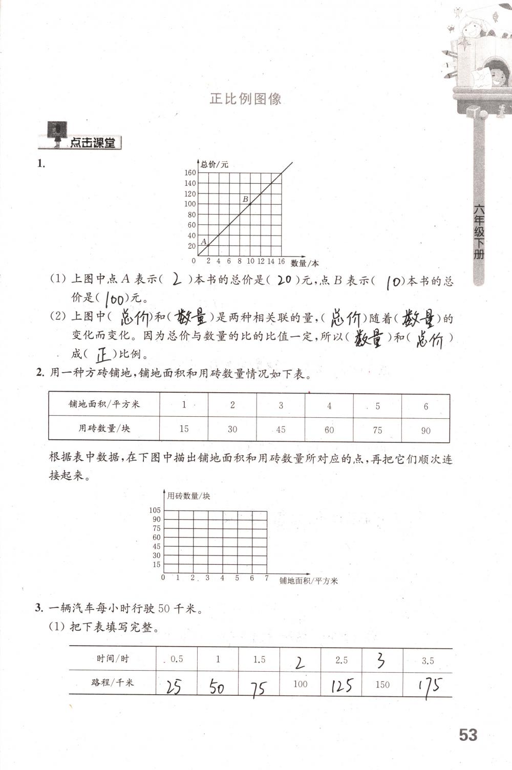 2018年课课练小学数学六年级下册苏教版 第53页