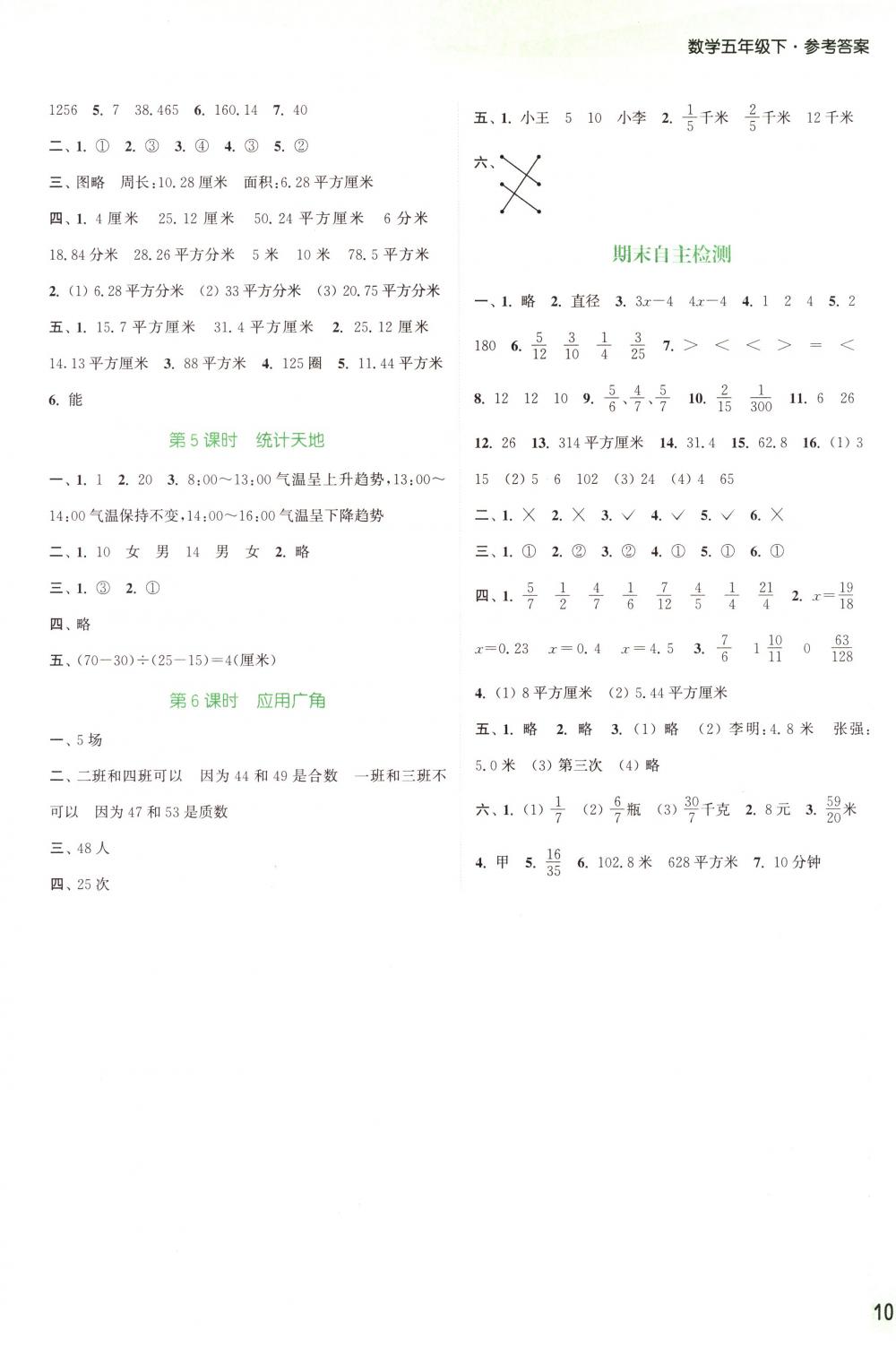 2018年通城学典课时作业本五年级数学下册苏教版 第11页