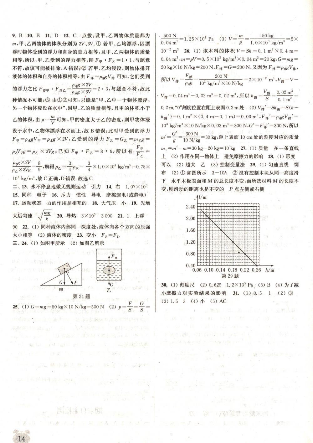 2018年通城學(xué)典課時(shí)作業(yè)本八年級(jí)物理下冊(cè)蘇科版 第14頁(yè)