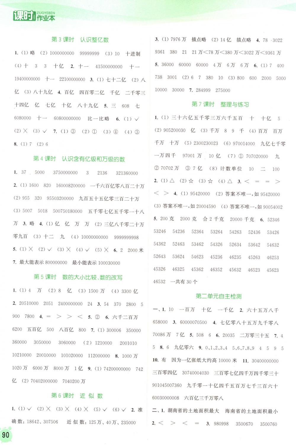 2018年通城学典课时作业本四年级数学下册苏教版 第2页