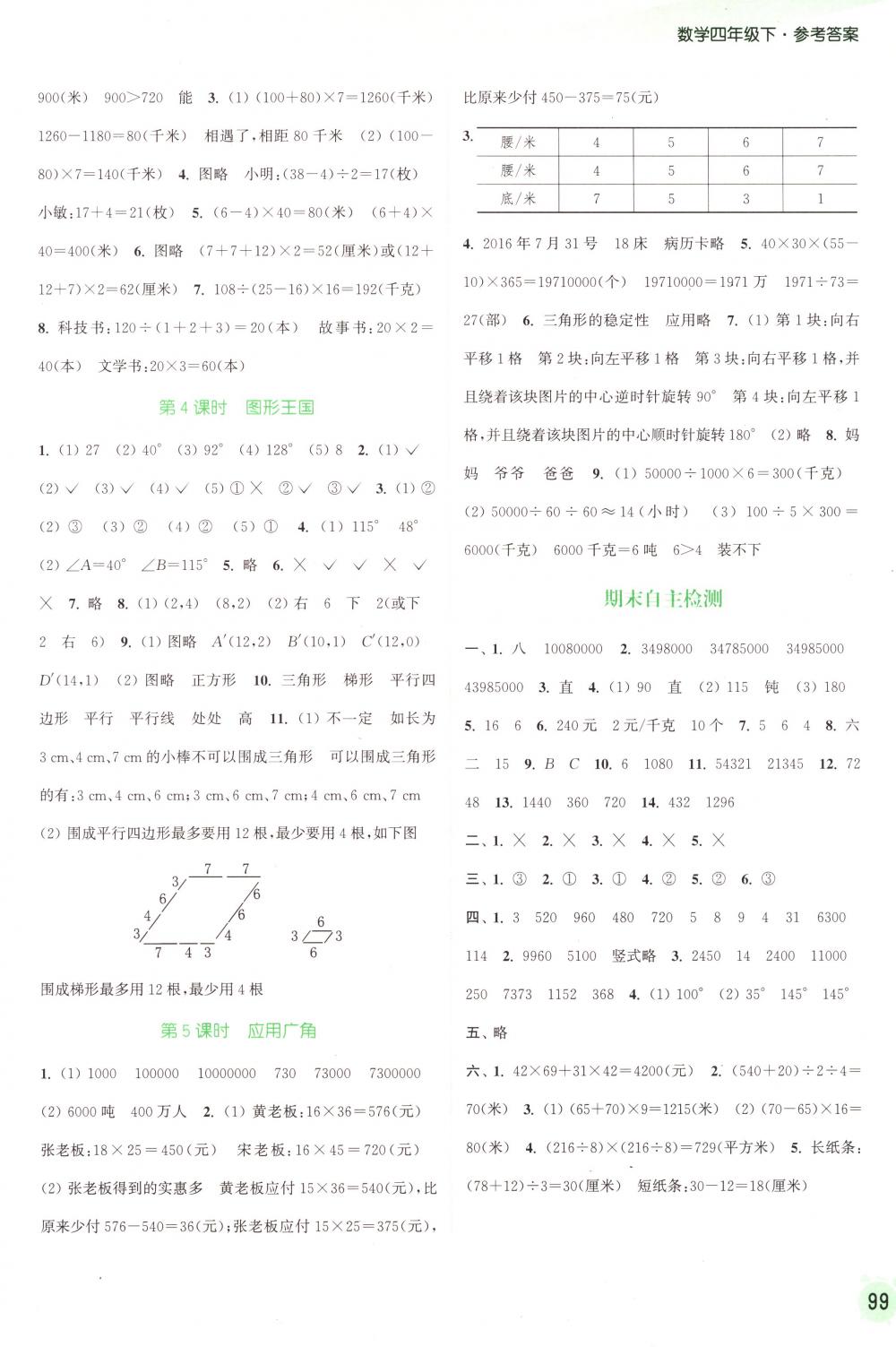 2018年通城学典课时作业本四年级数学下册苏教版 第11页