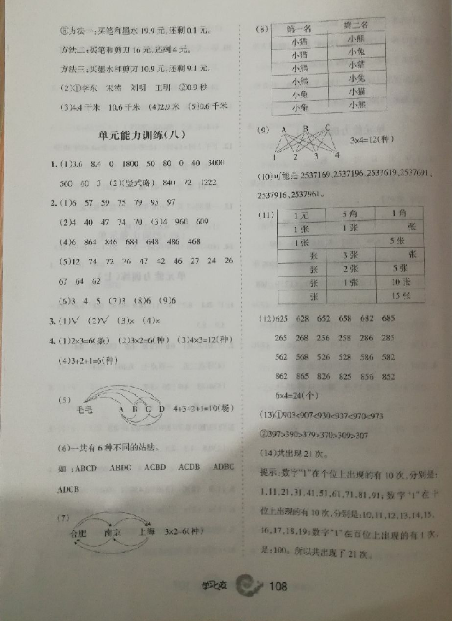 2018年新編學(xué)習(xí)之友三年級數(shù)學(xué)下冊人教版 參考答案第18頁