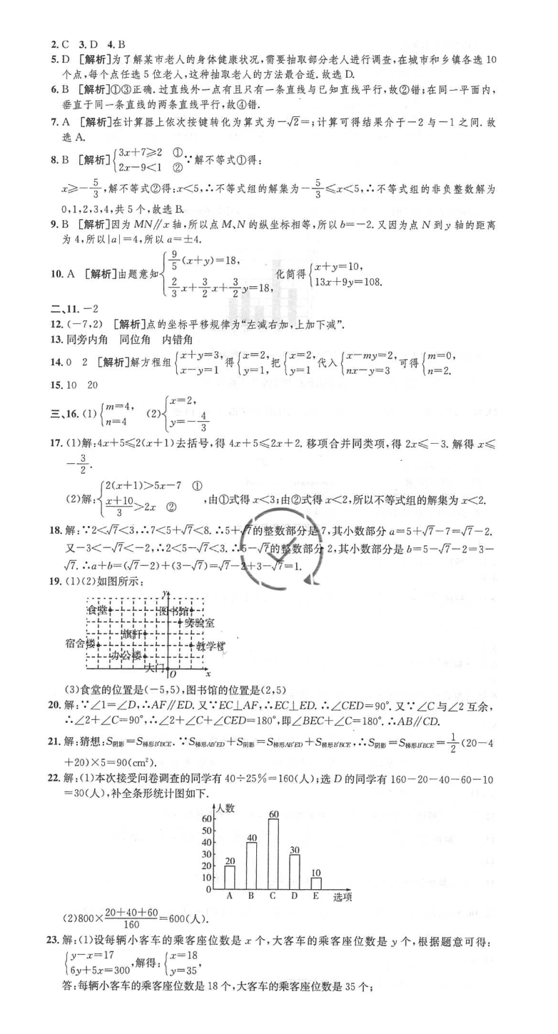 2018年高分演练期末备考卷七年级数学下册人教版 第2页