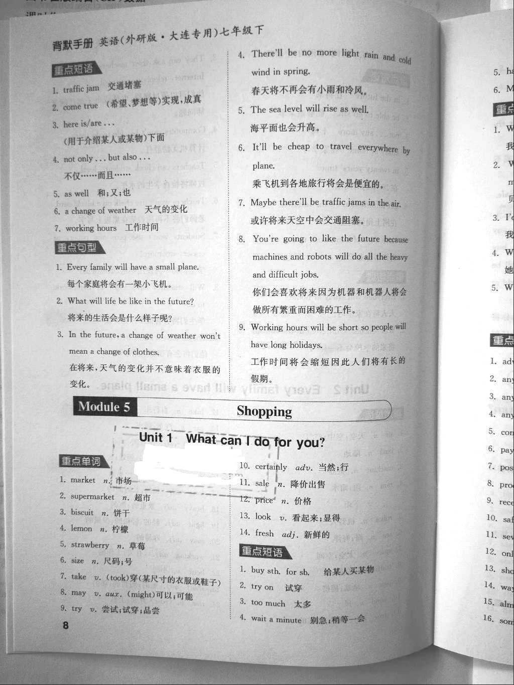 2018年通城学典课时作业本七年级英语下册外研版大连专用 参考答案第8页