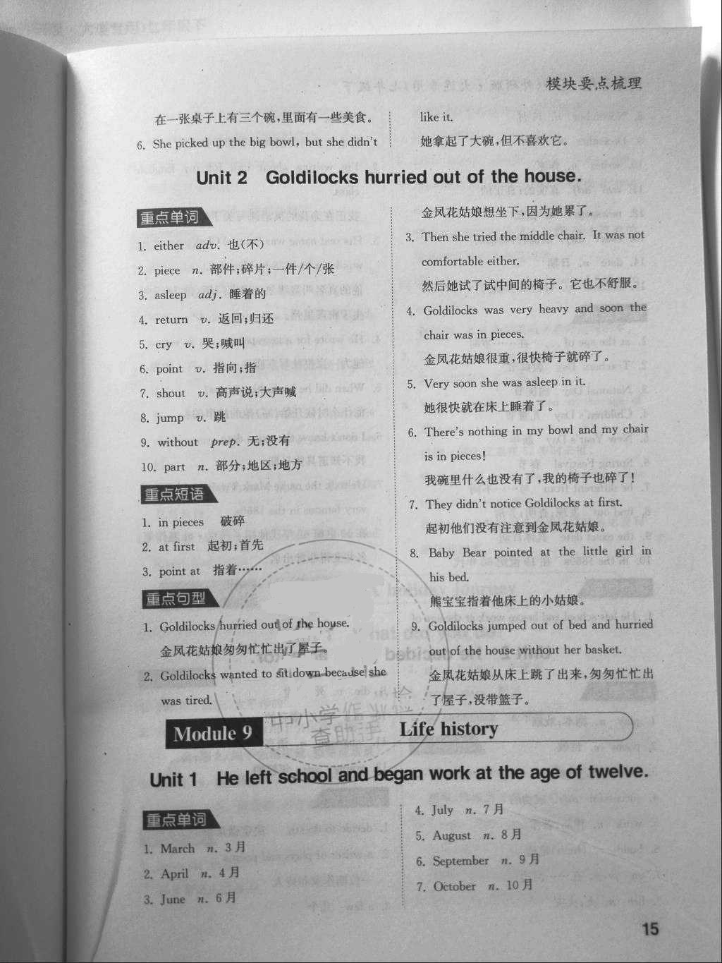 2018年通城學典課時作業(yè)本七年級英語下冊外研版大連專用 參考答案第15頁