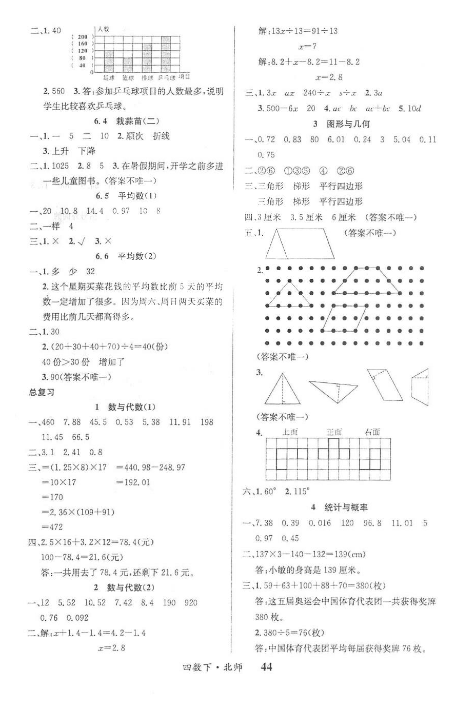 2018年課內(nèi)課外四年級數(shù)學(xué)下冊北師大版 第12頁
