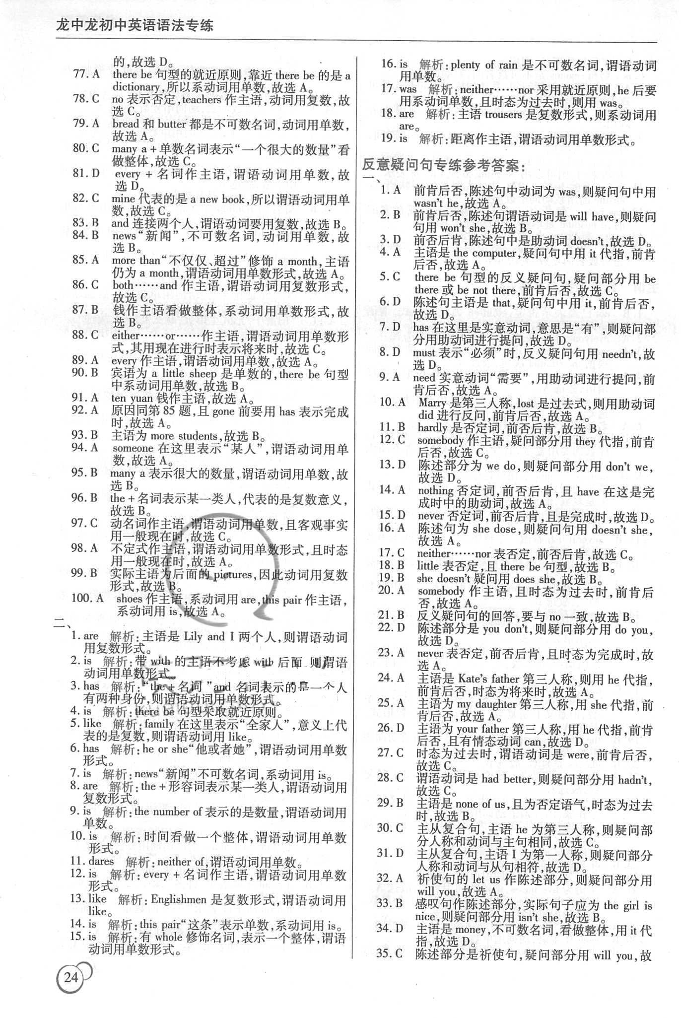 2018年龙中龙初中英语语法专练哈尔比出版社 第24页