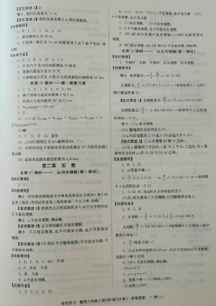 2018年全效學(xué)習(xí)學(xué)業(yè)評價方案八年級數(shù)學(xué)上冊北師大版A 第2頁