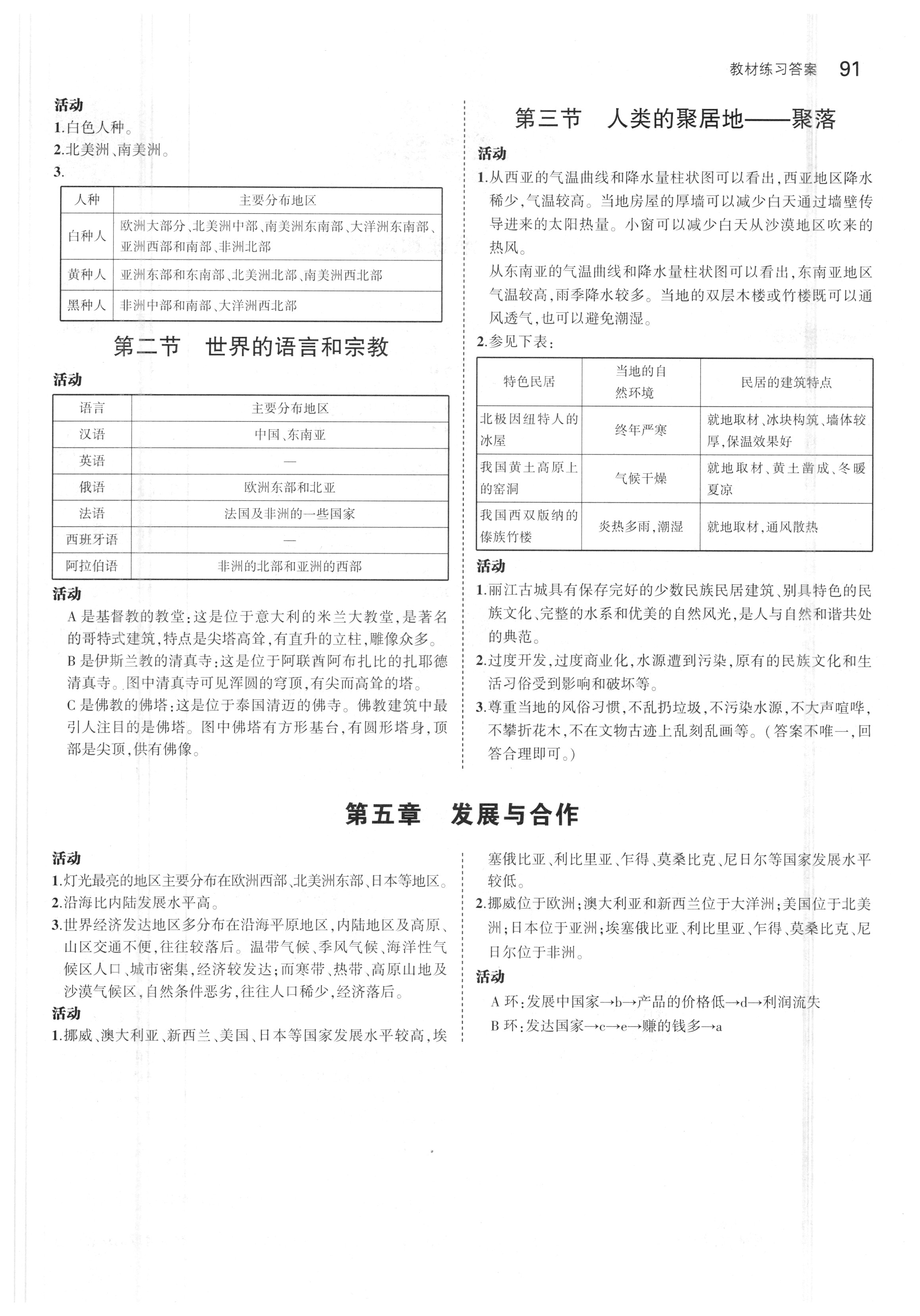 2018人教版七年级地理上册义务教育教科书答案 参考答案第5页