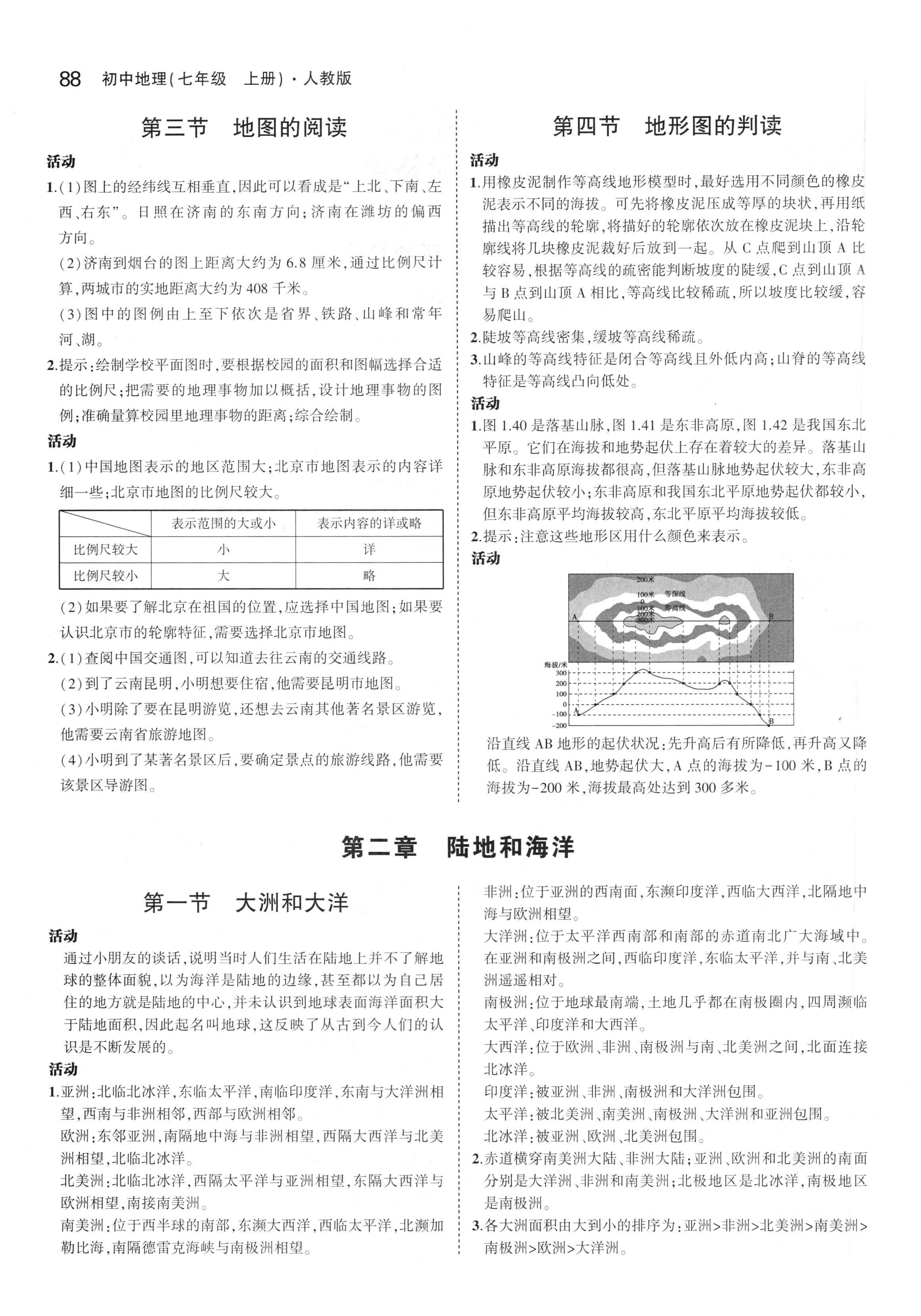 2018人教版七年级地理上册义务教育教科书答案 参考答案第2页