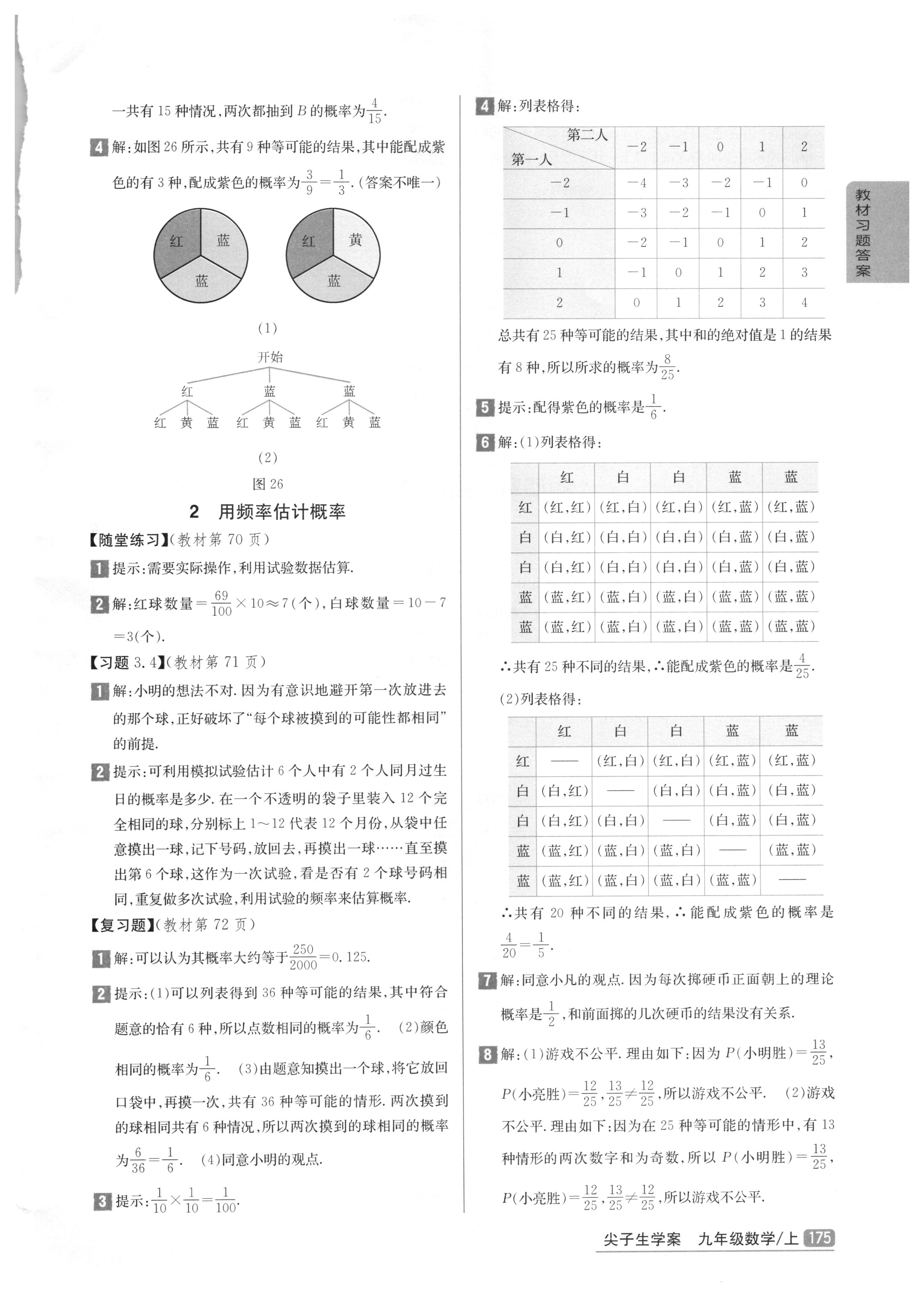 課本北師大版九年級(jí)數(shù)學(xué)上冊(cè) 參考答案第13頁(yè)