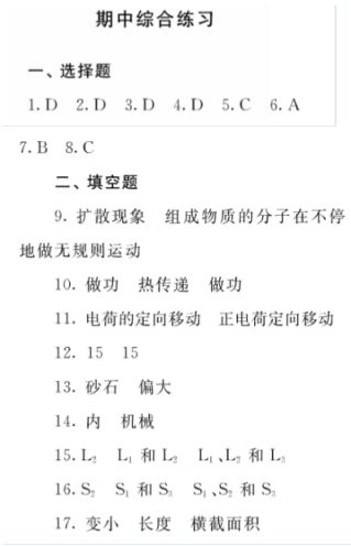 2018年补充习题九年级物理上册苏科版江苏凤凰科学技术出版社 第11页