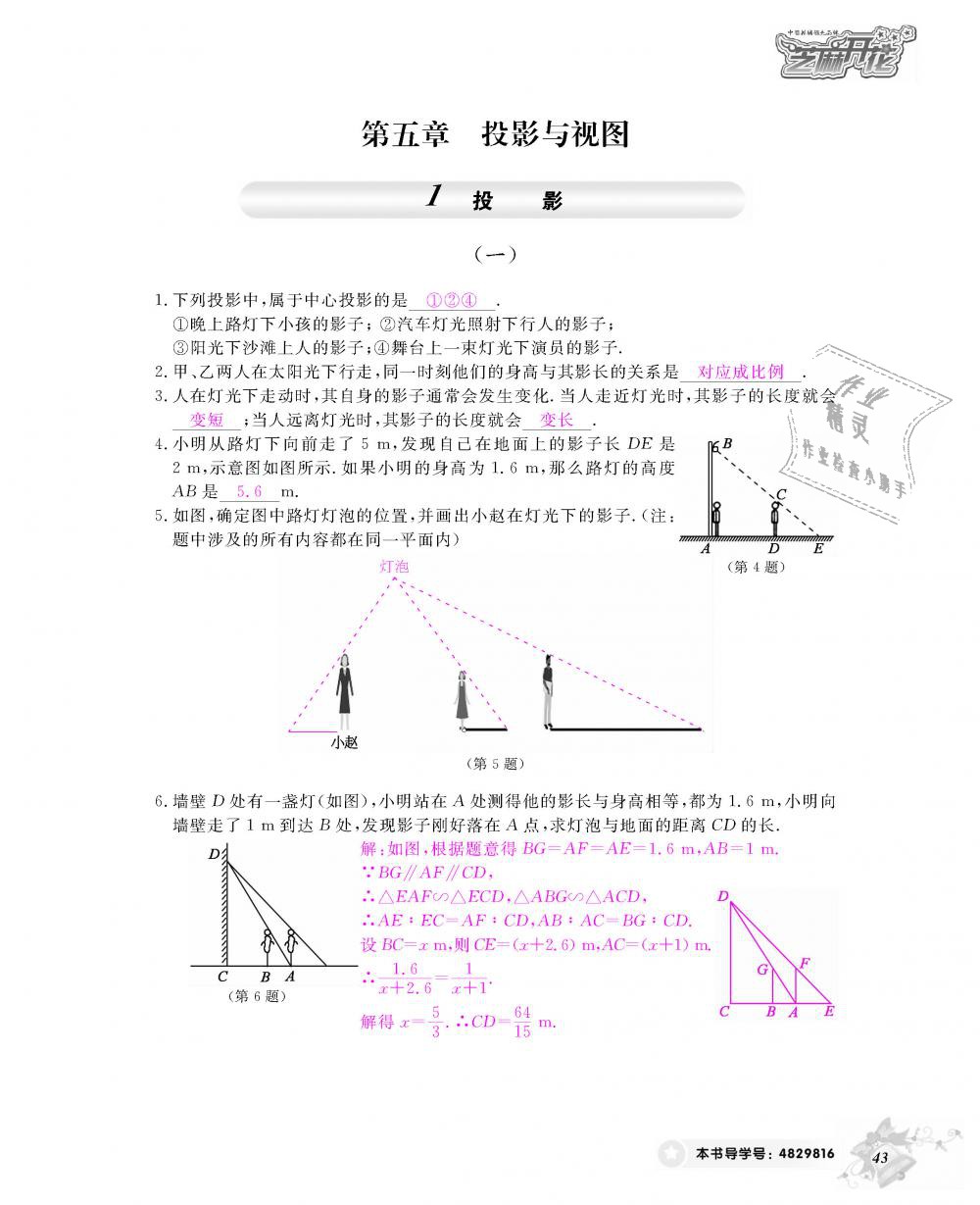 2018年數(shù)學(xué)作業(yè)本九年級全一冊北師大版 第44頁