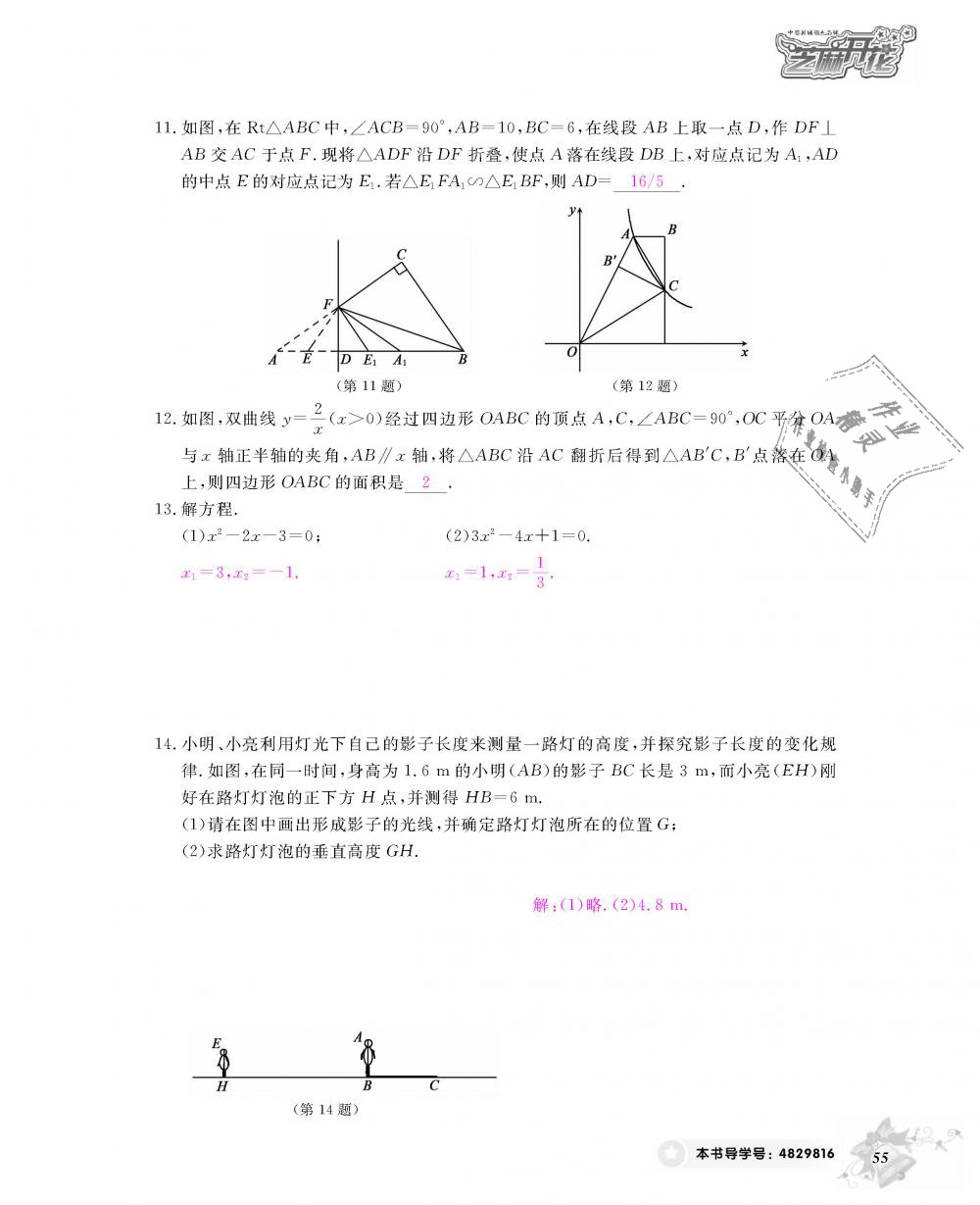 2018年數(shù)學(xué)作業(yè)本九年級全一冊北師大版 第56頁